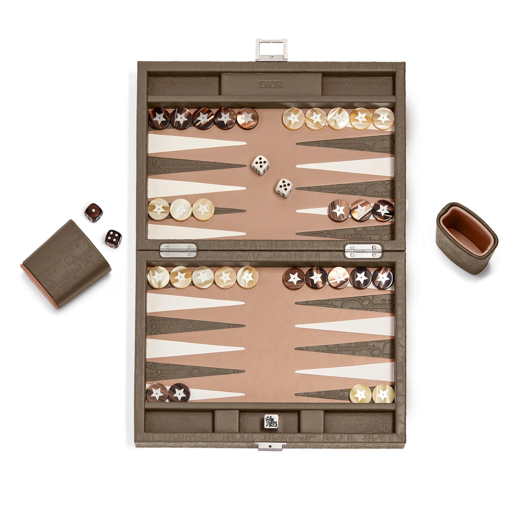 Small Leather Backgammon Bronze Dior Oblique E06