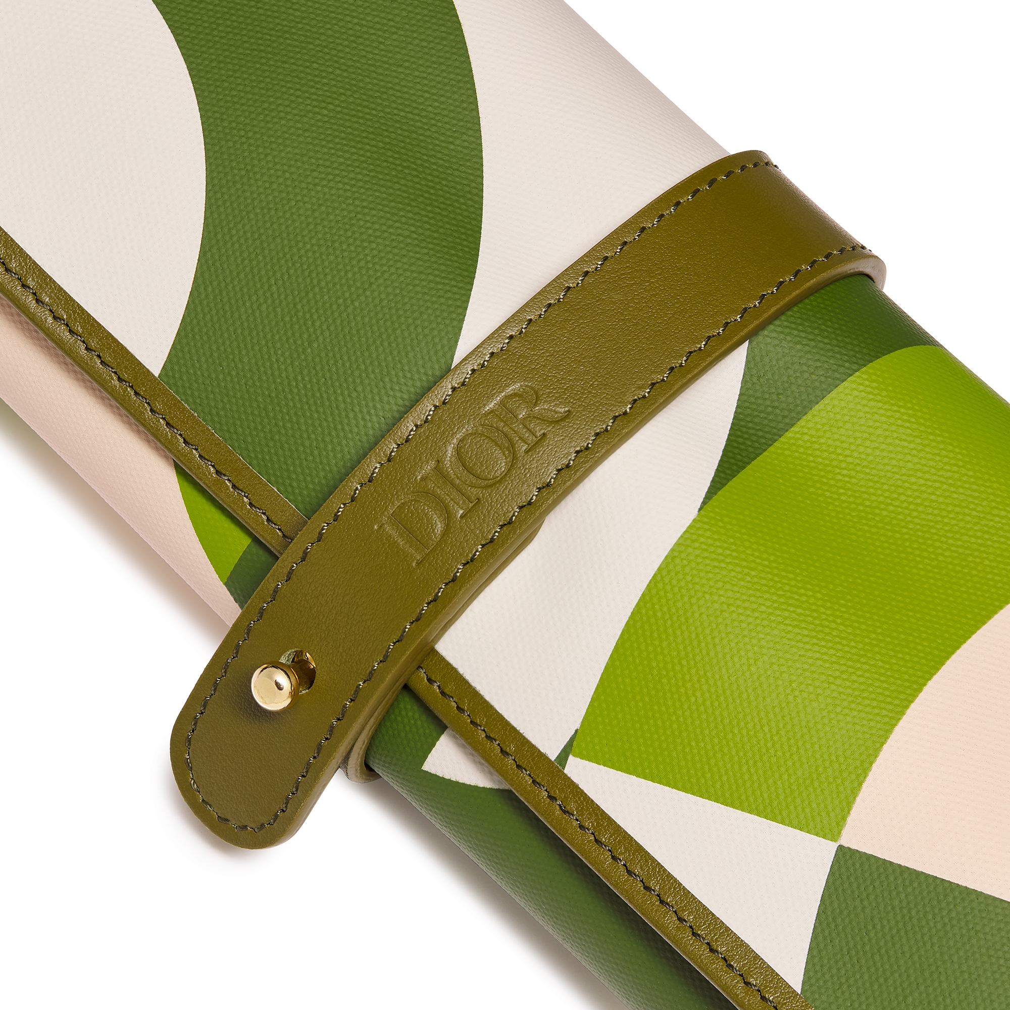 Travel Backgammon Green CD Entrelacés Cotton and Cowhide Leather E07