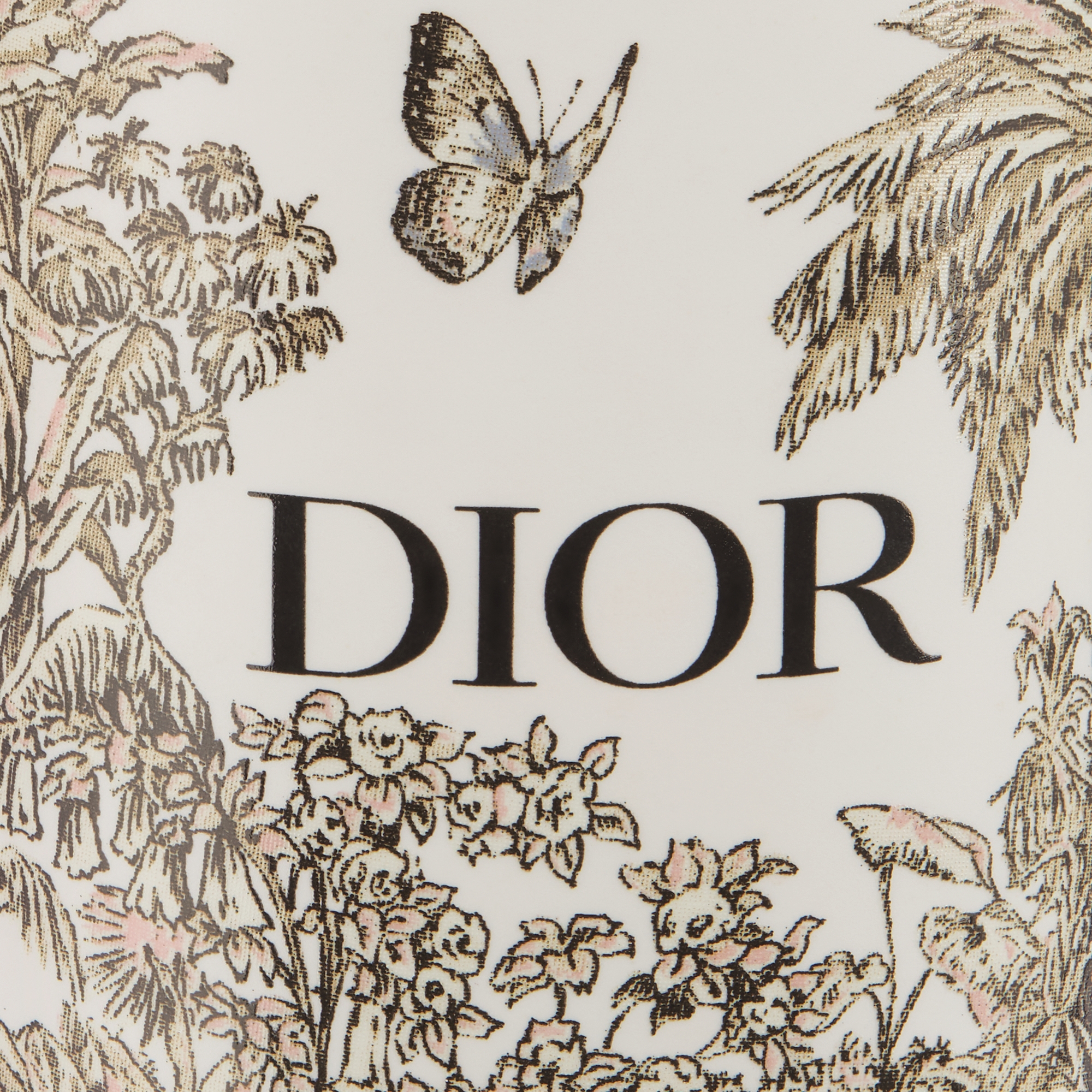 Ambre d'Or Scented Candle White and Beige Toile de Jouy Palms Porcelain E09