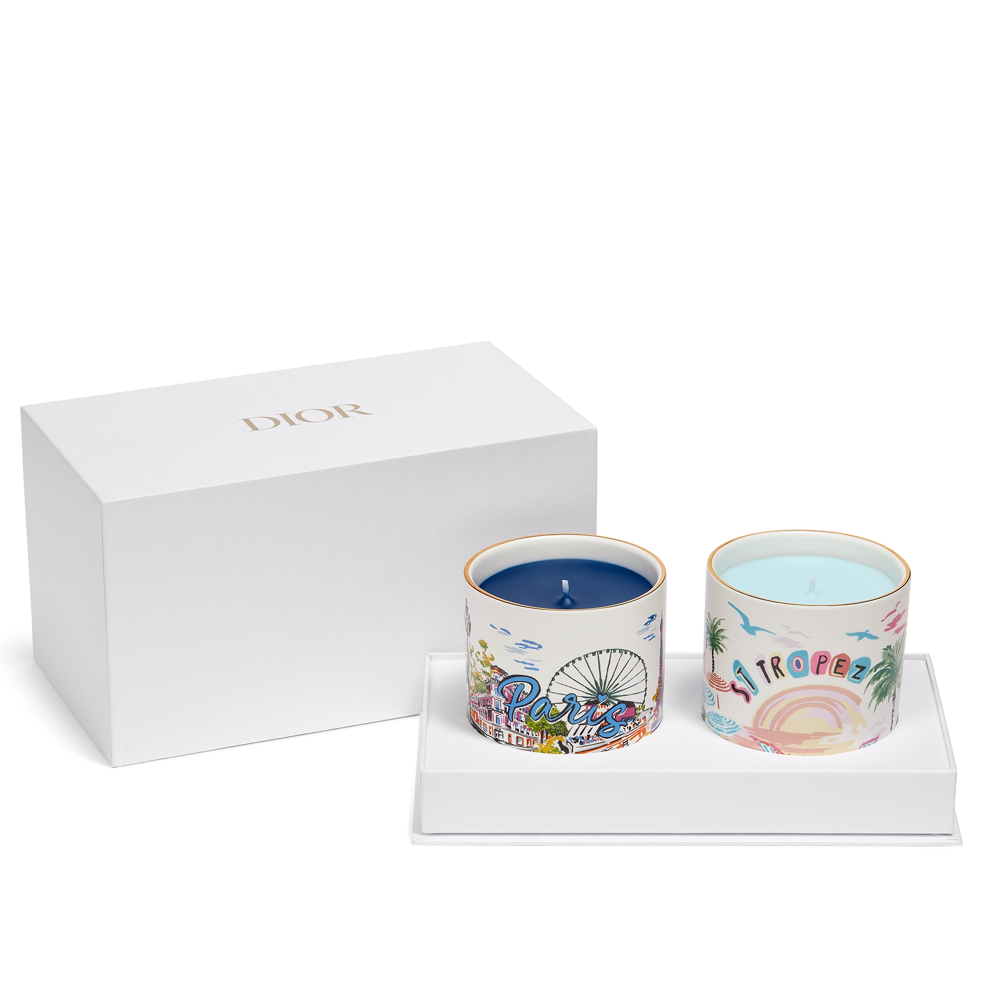 Set of Two Scented Candles: Orange du Sud and Rose de Paris