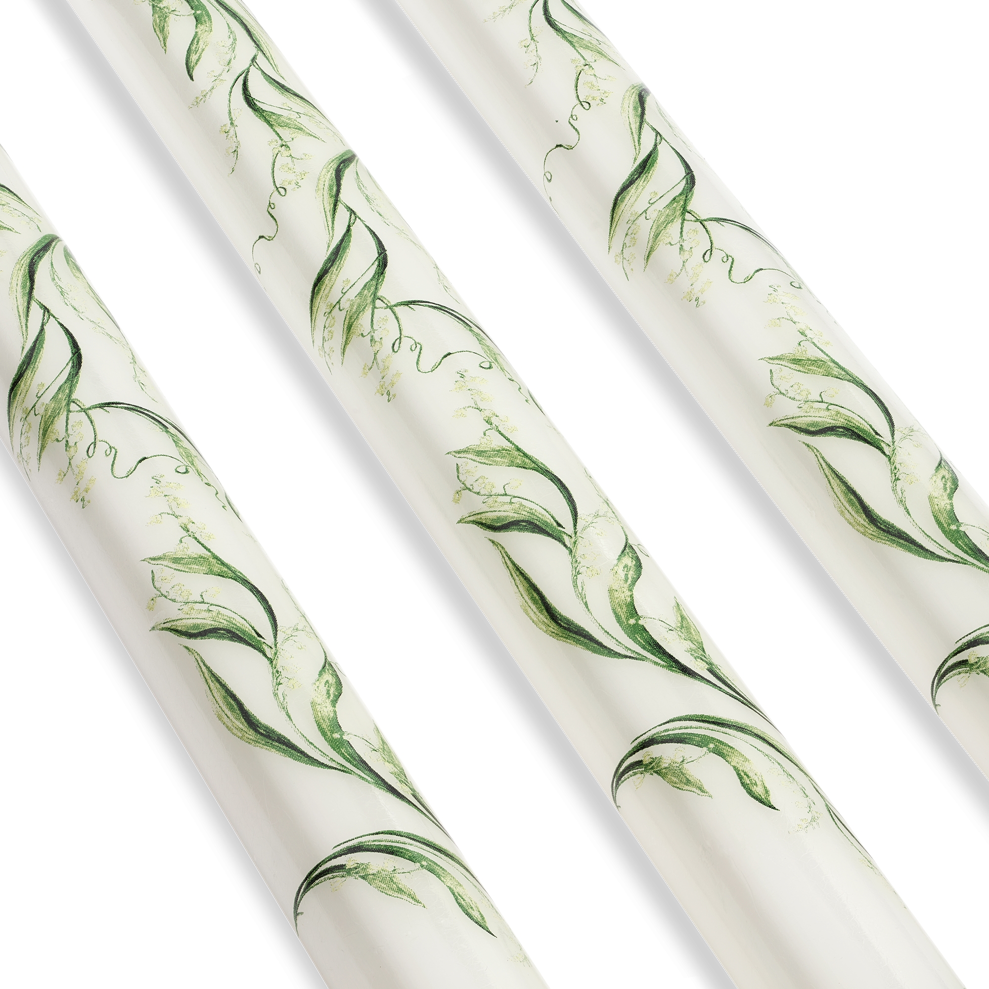 Set of Three Tapered Candles Lily of the Valley, White and Green E09