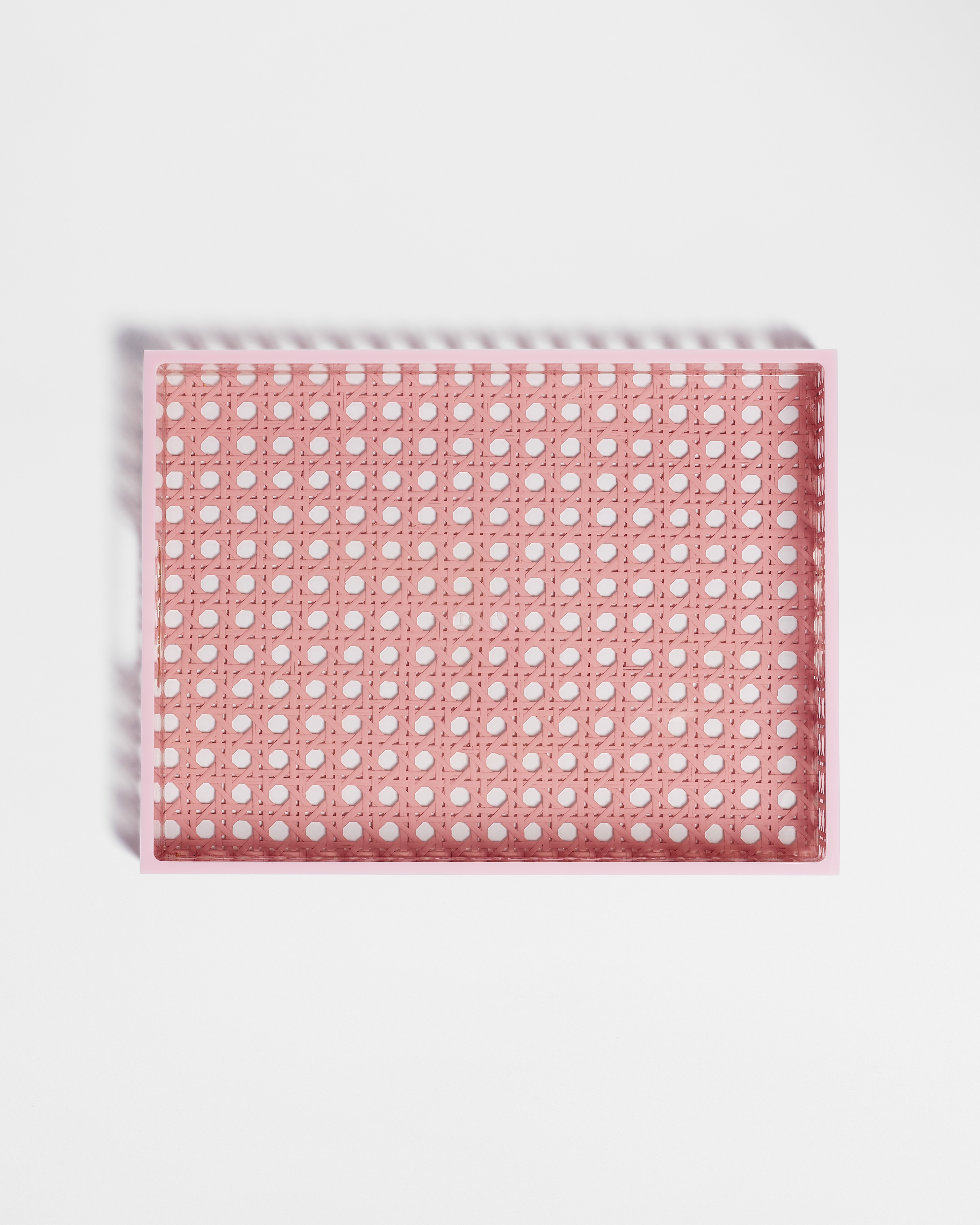 Tablett Cannage Provence Kunstharz und Rattan in Rosa E01