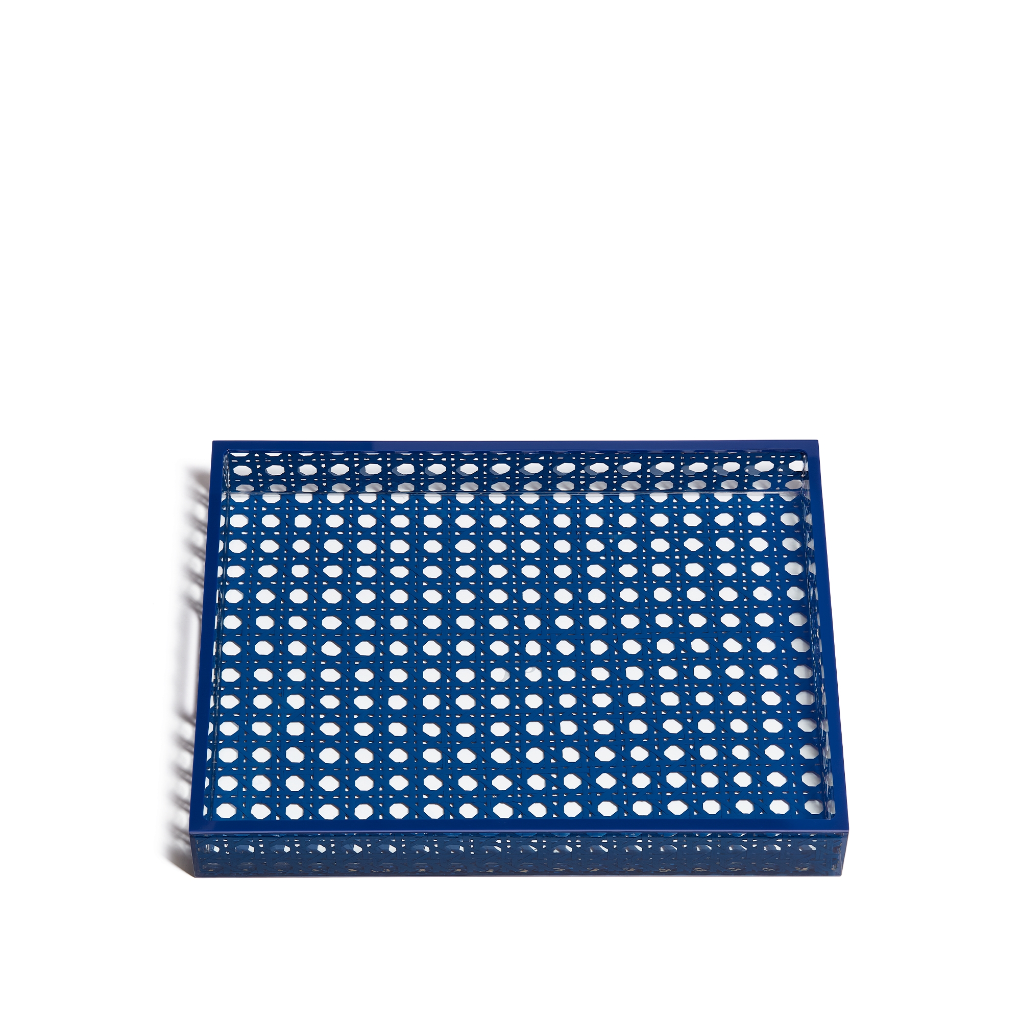 Plateau Résine et rotin à motif Cannage Provence bleu E01