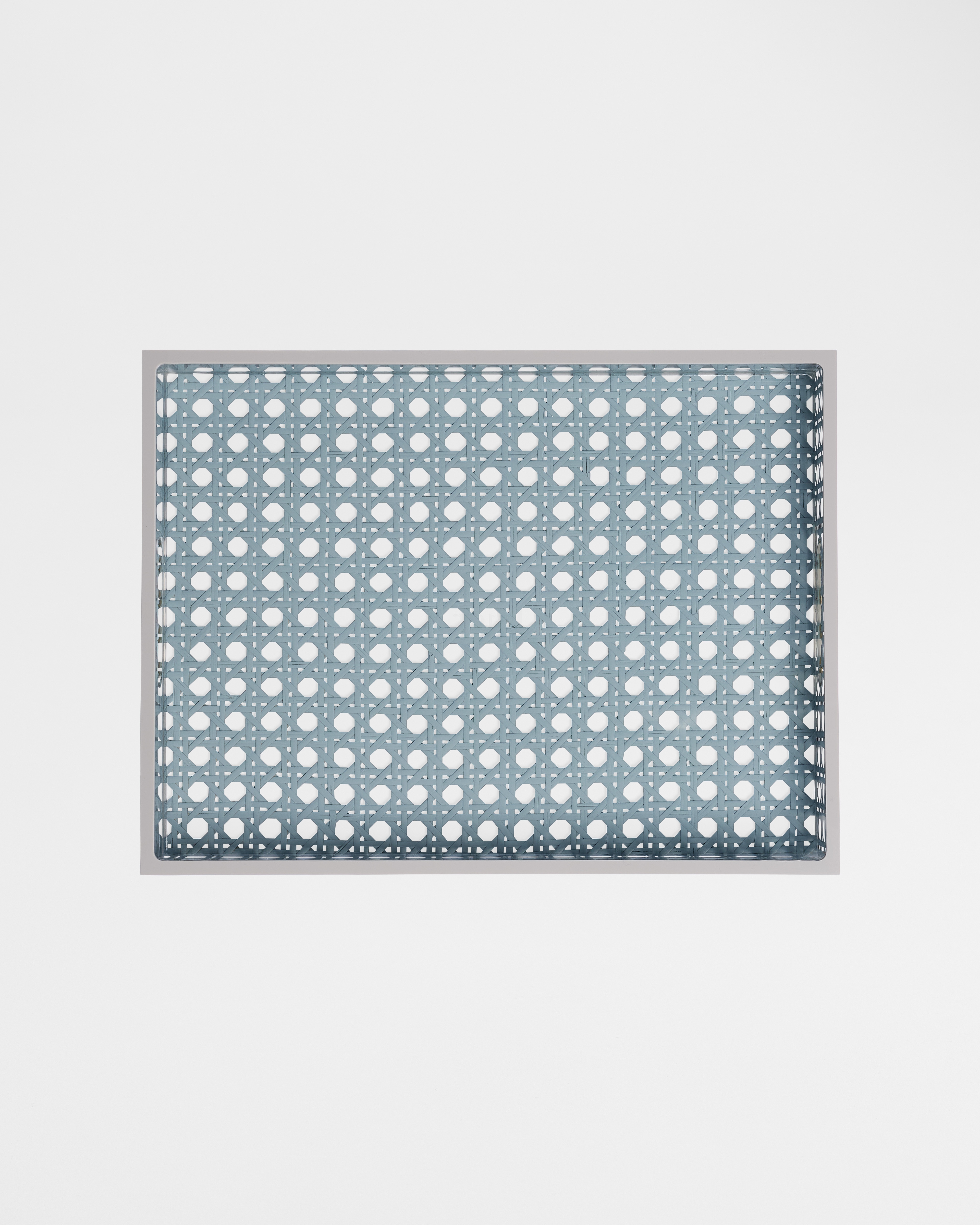 Tablett Cannage Provence Kunstharz und Rattan in Grau E01
