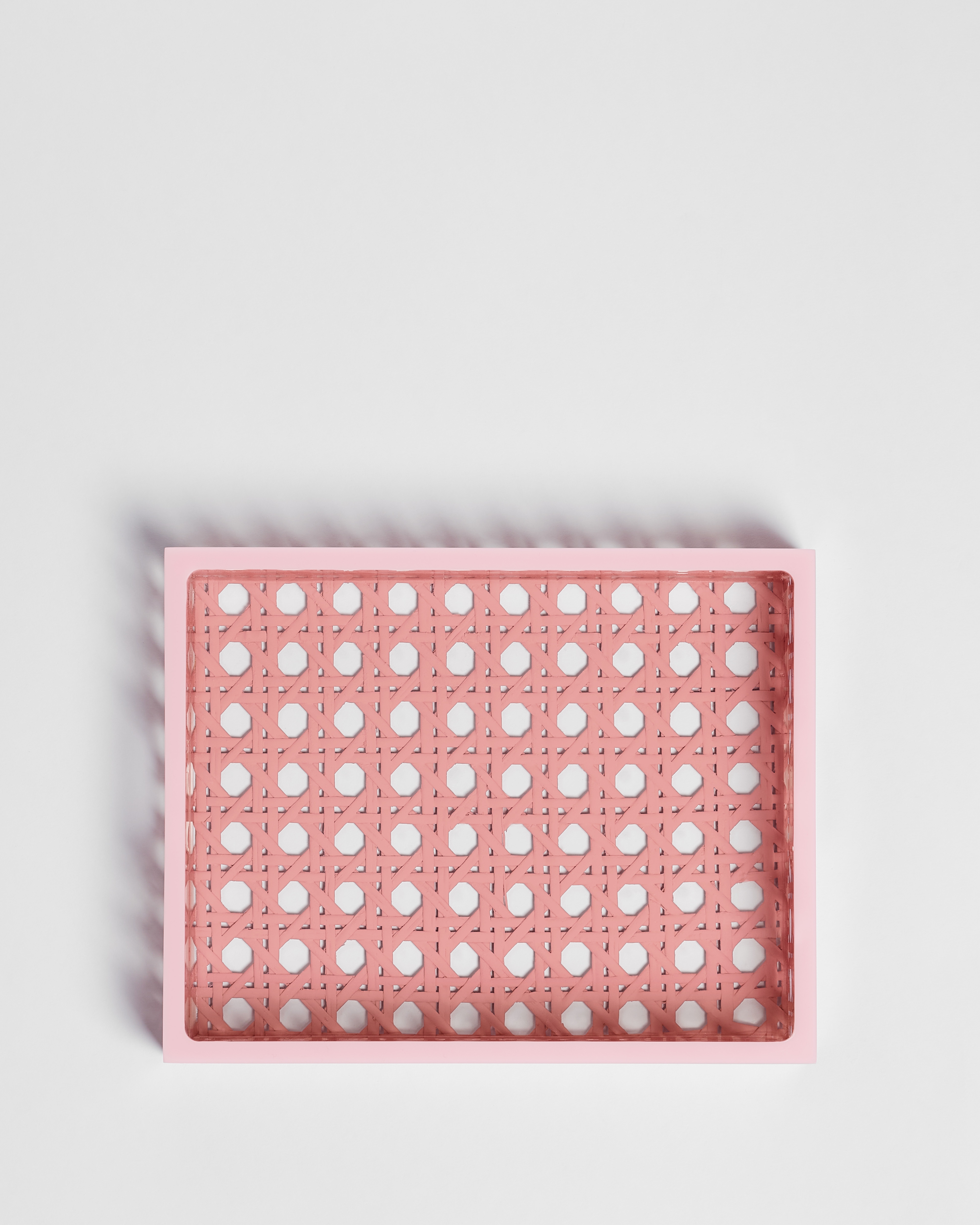 Small Tray Pink Cannage Provence Resin and Rattan E01