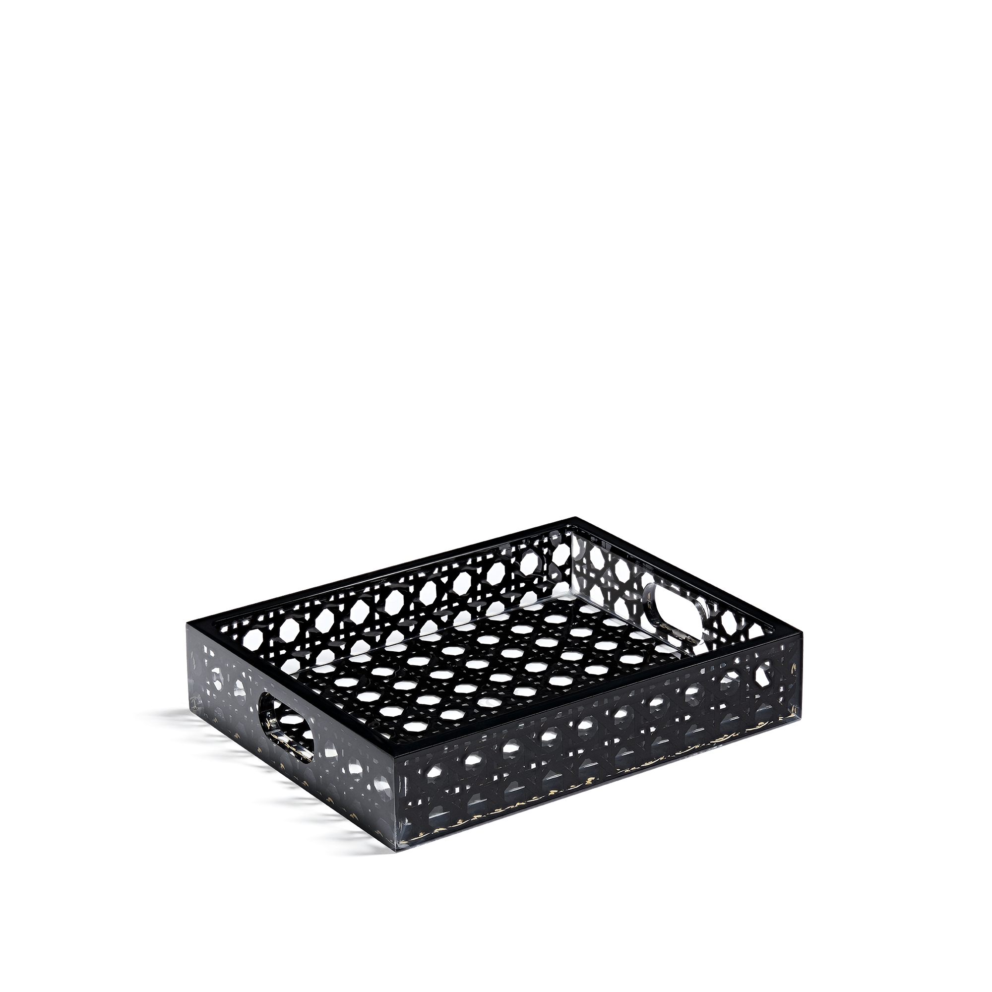 Small Tray Black Cannage Provence Resin and Rattan E03