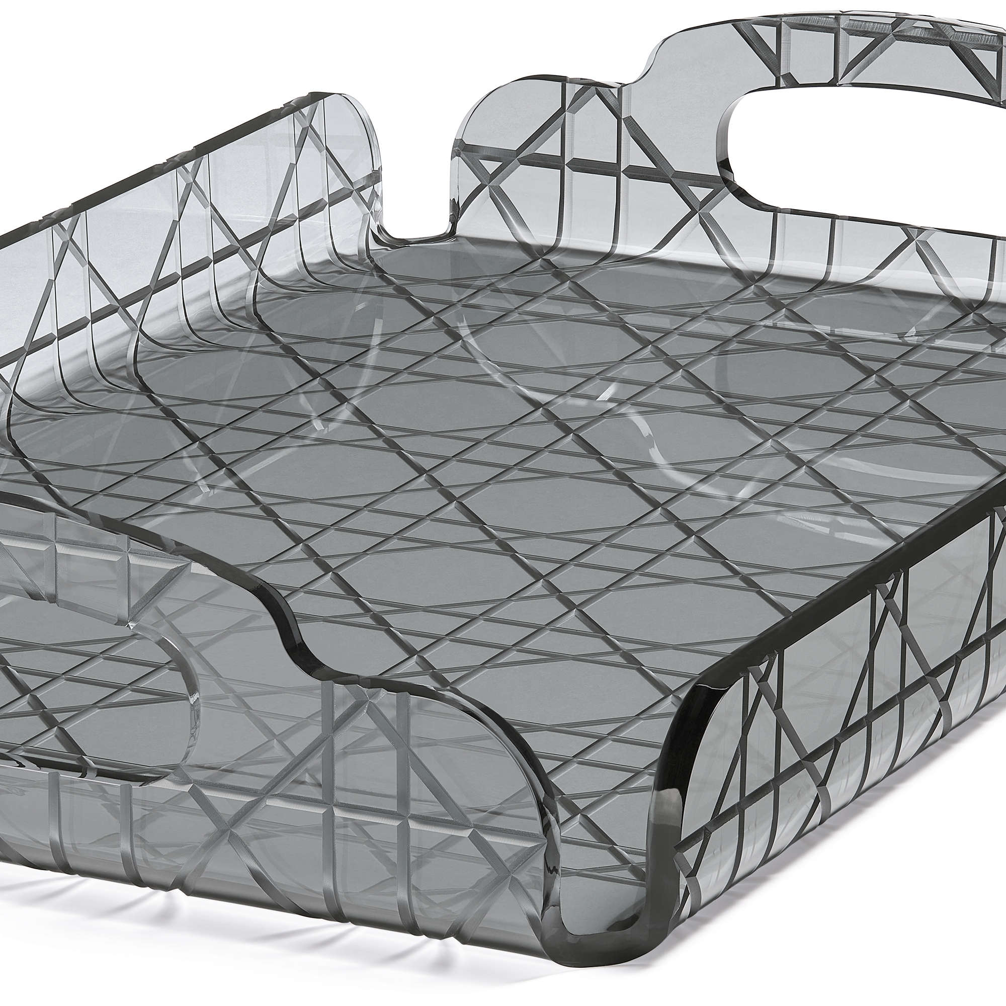 Kleines Tablett Cannage in Rauchgrau E09