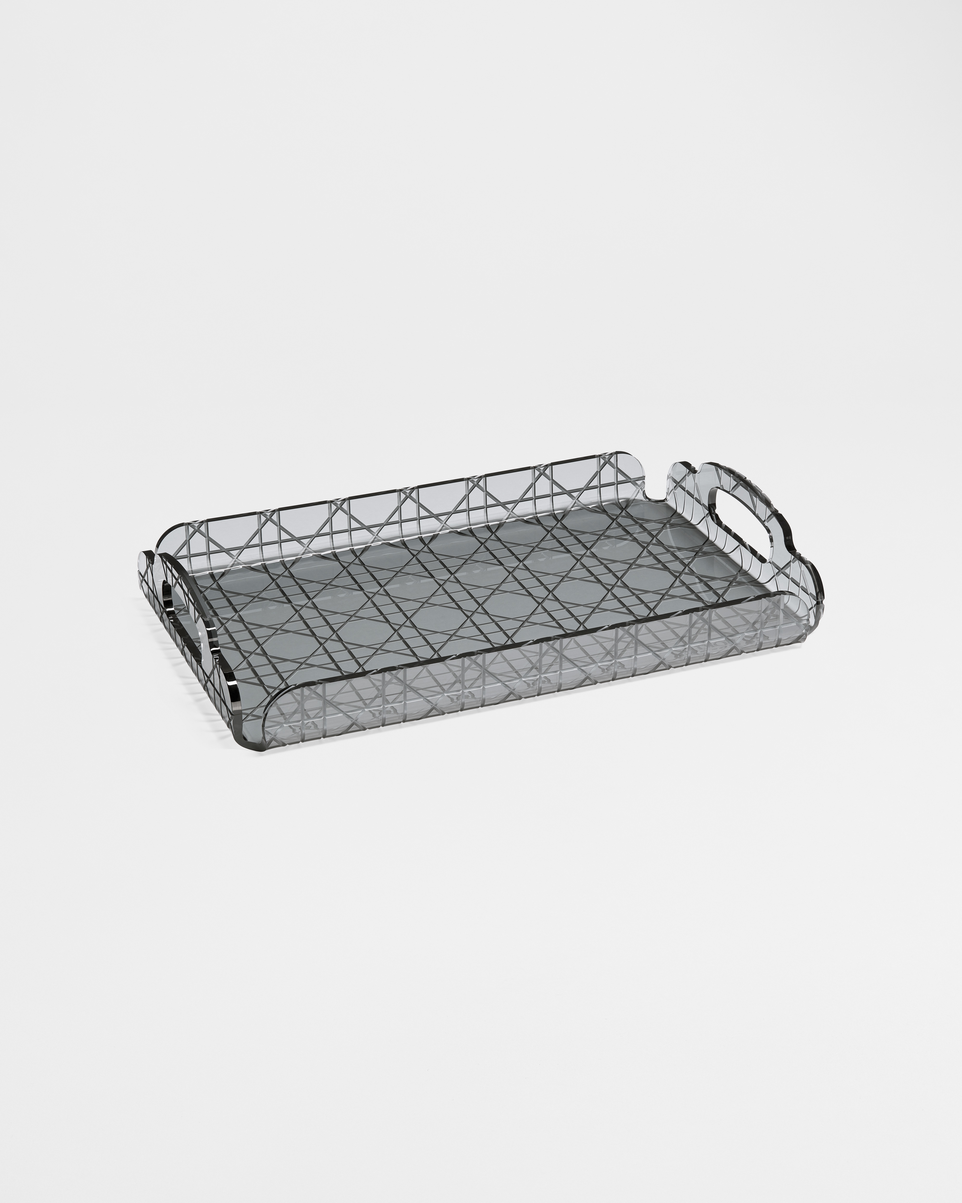 Kleines Tablett Cannage in Rauchgrau E03