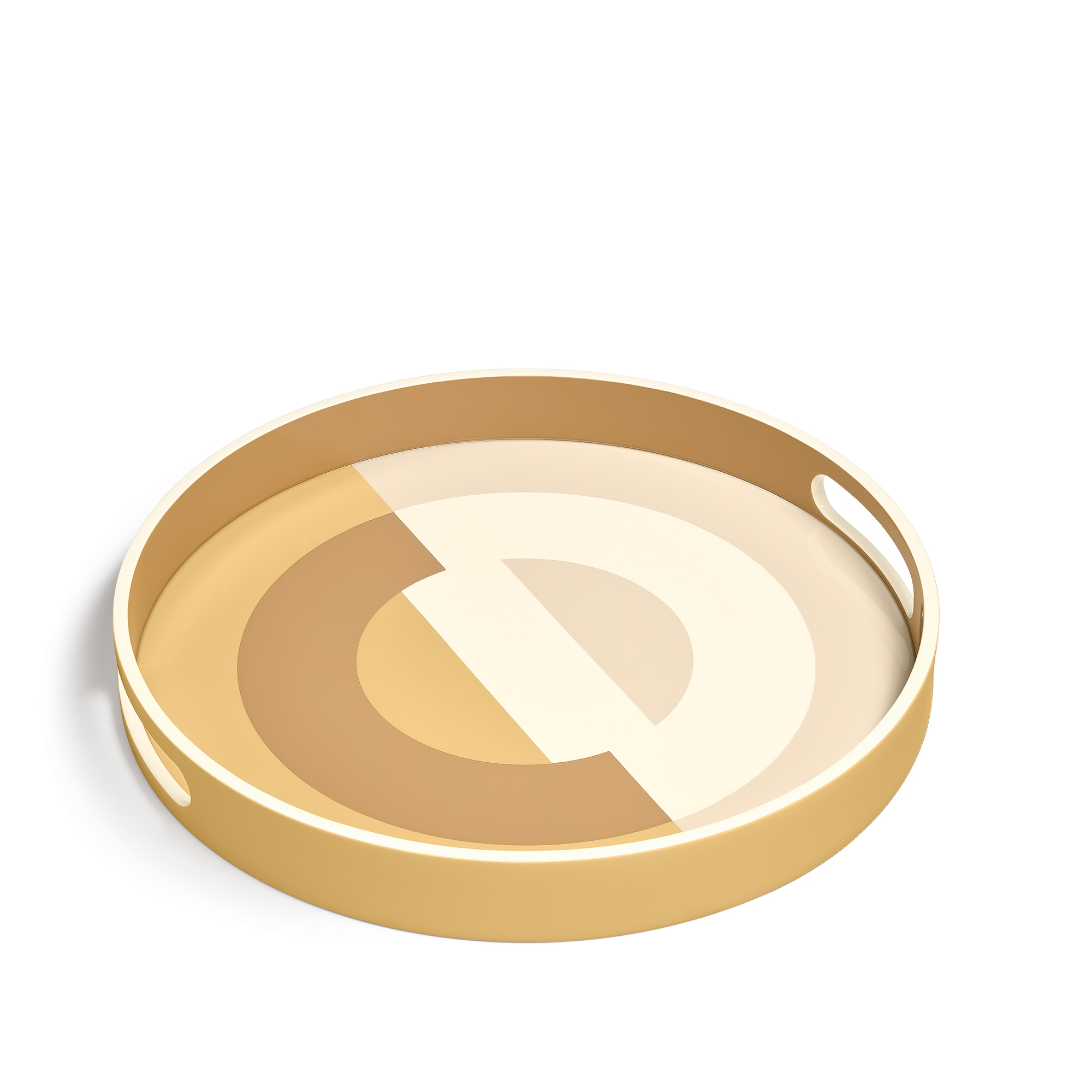 Tray Lacquered Wood with Beige CD Entrelacés Motif E03