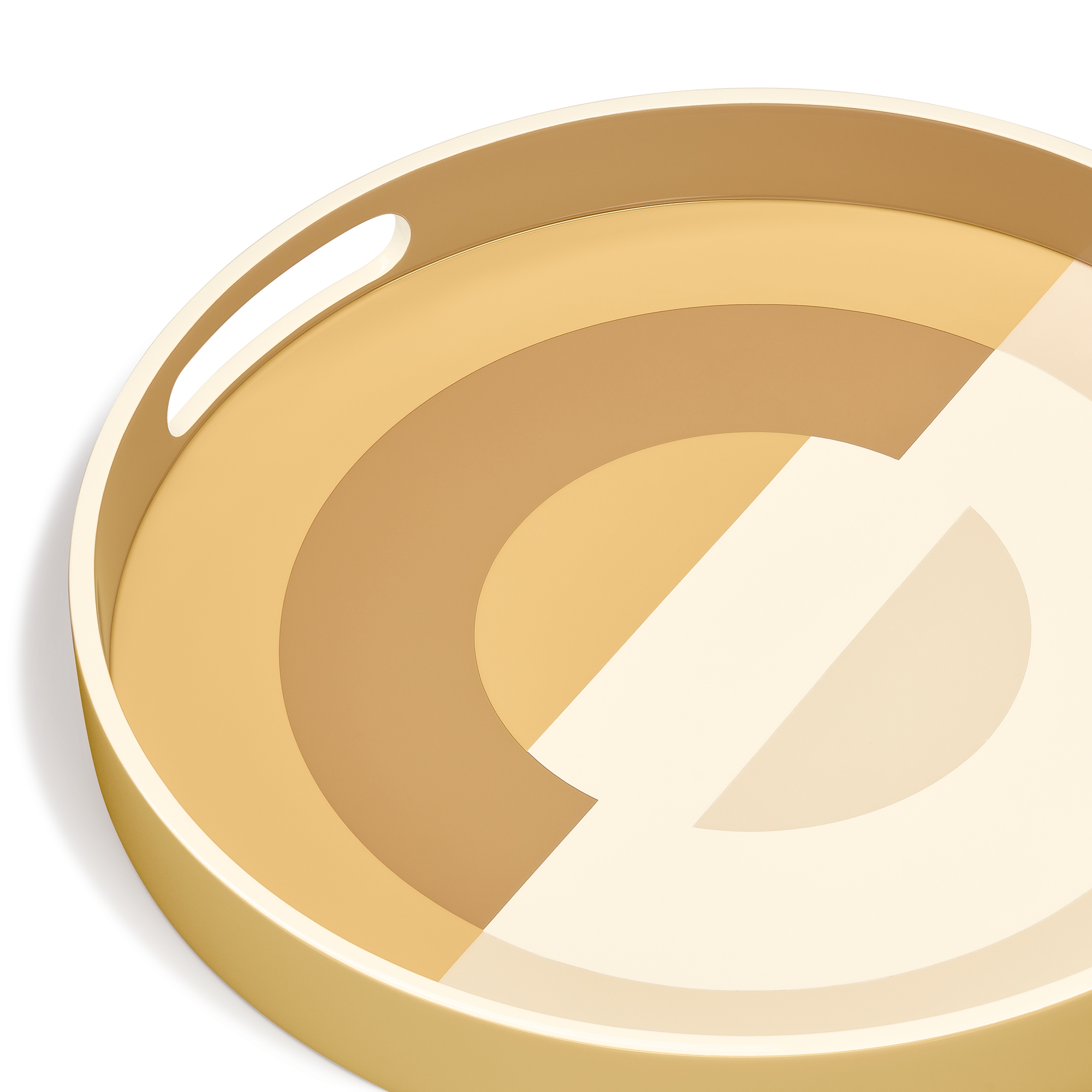 Tray Lacquered Wood with Beige CD Entrelacés Motif E09