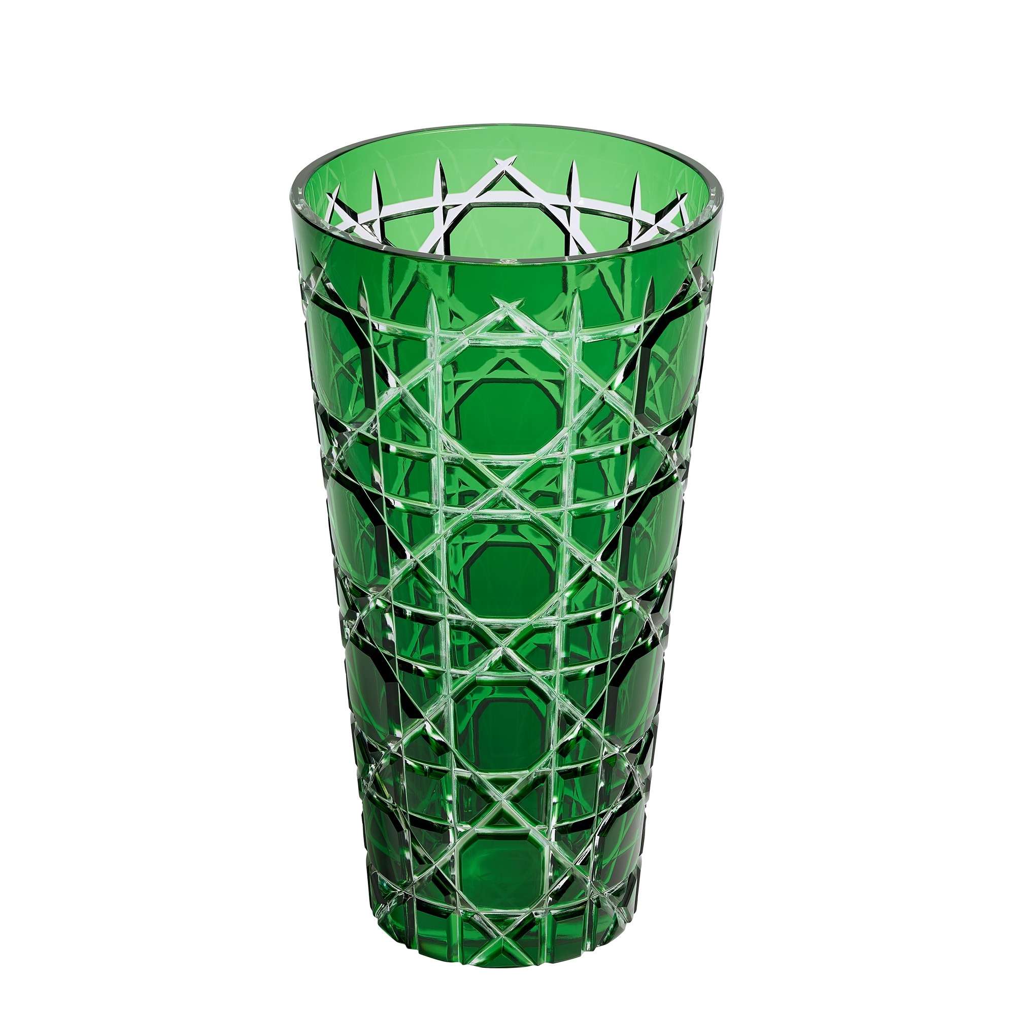  Transparent Deep Green Crystal with Cannage Motif