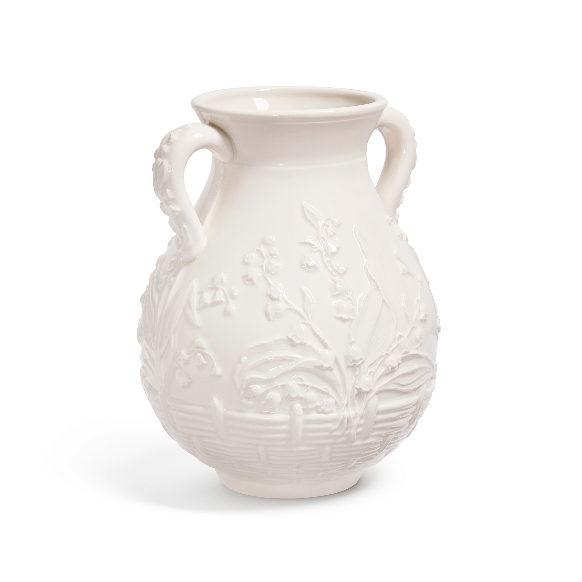 Jug White Ceramic with Raised Lily Dior Motif E03