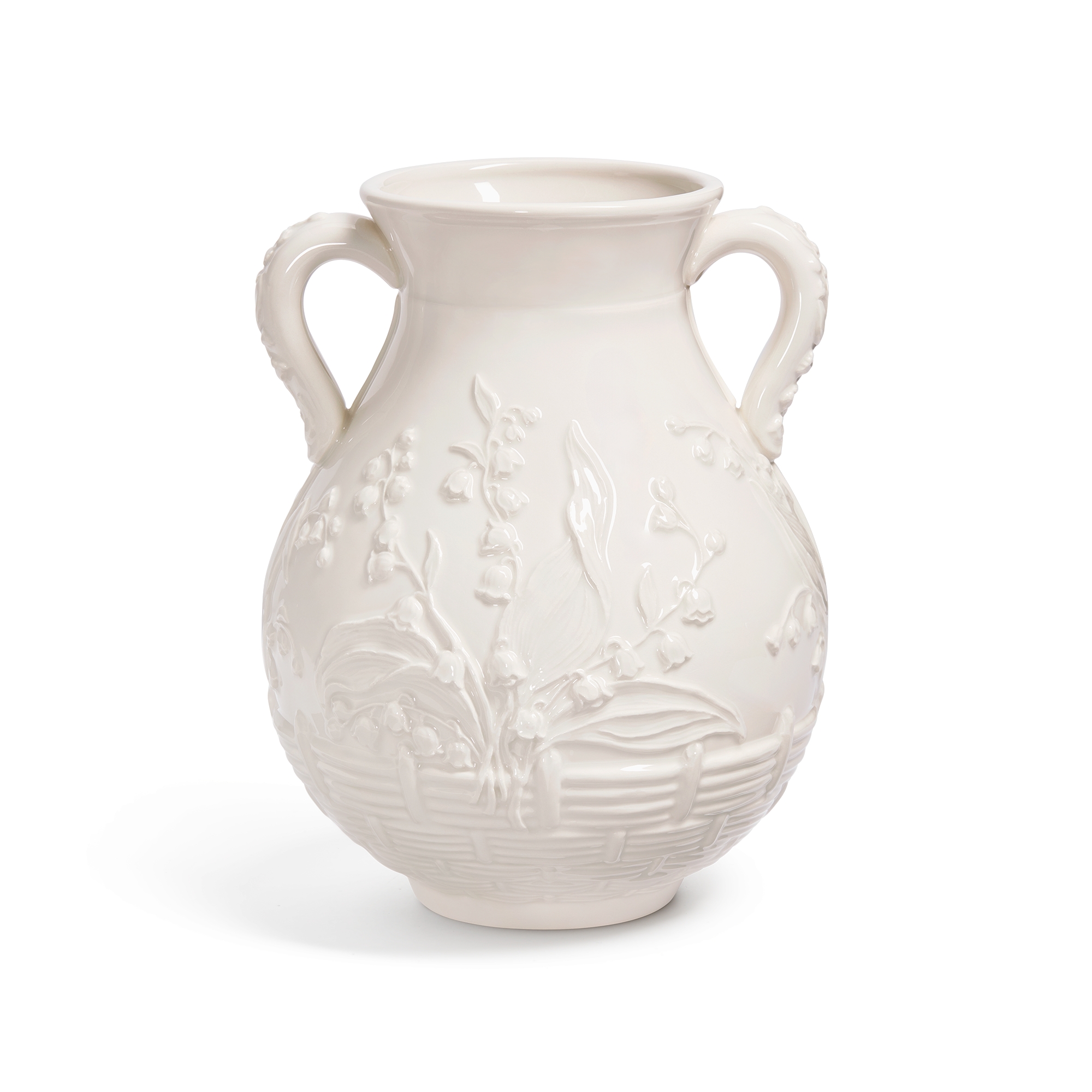 Jug White Ceramic with Raised Lily Dior Motif E08