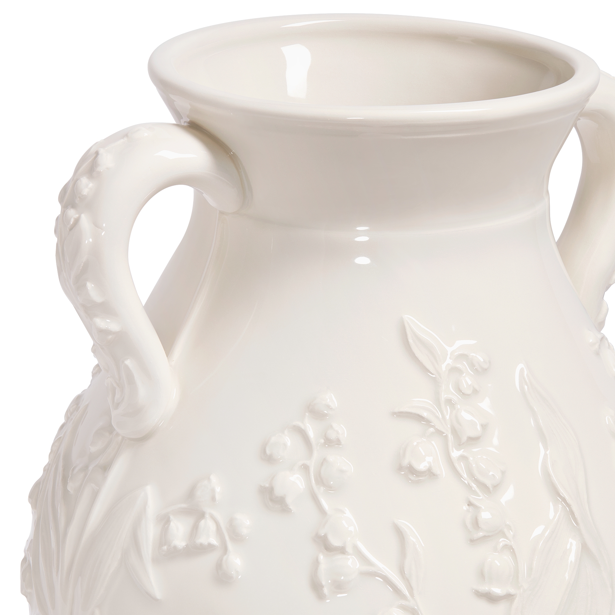 Jug White Ceramic with Raised Lily Dior Motif E09
