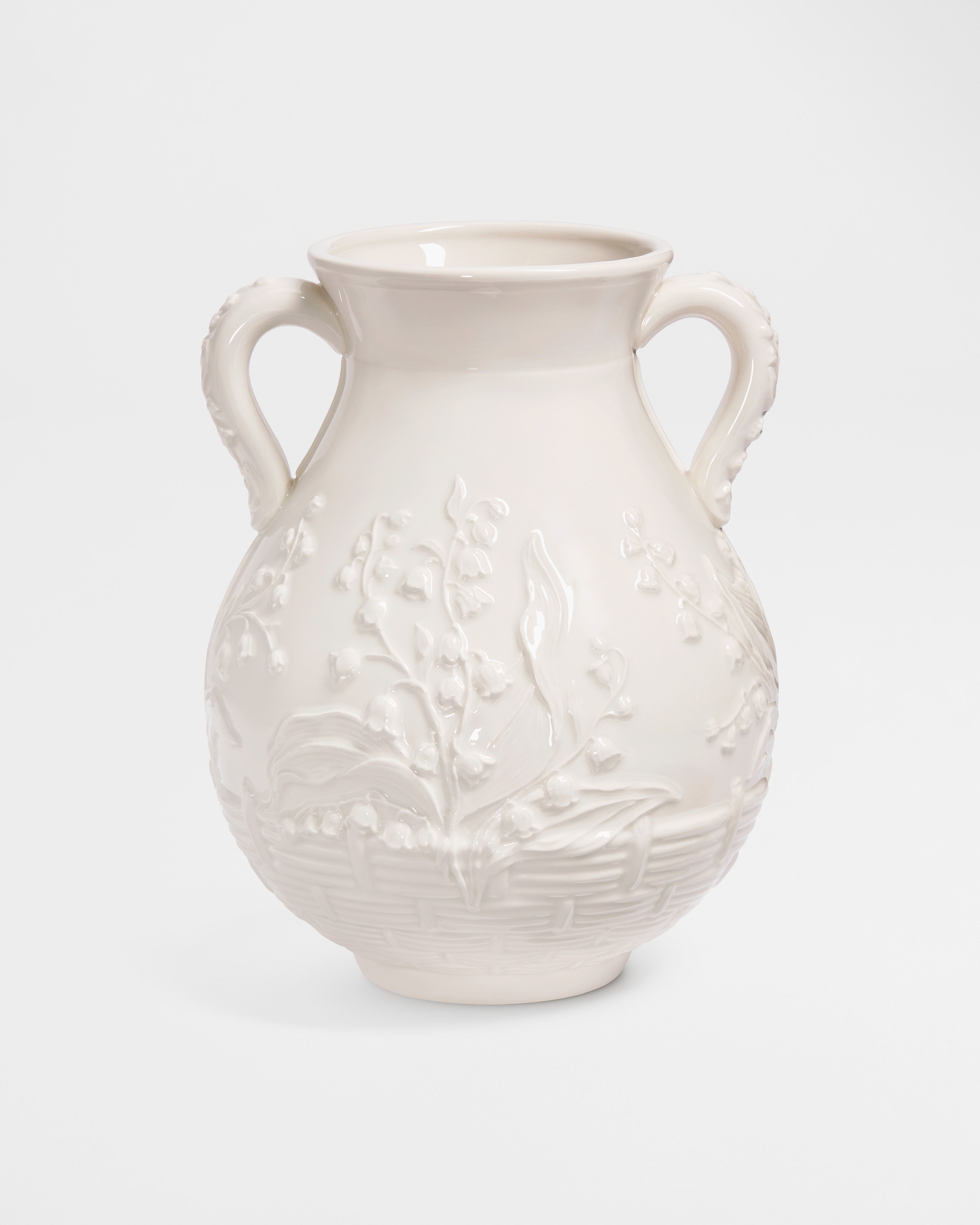 Jug White Ceramic with Raised Lily Dior Motif E01