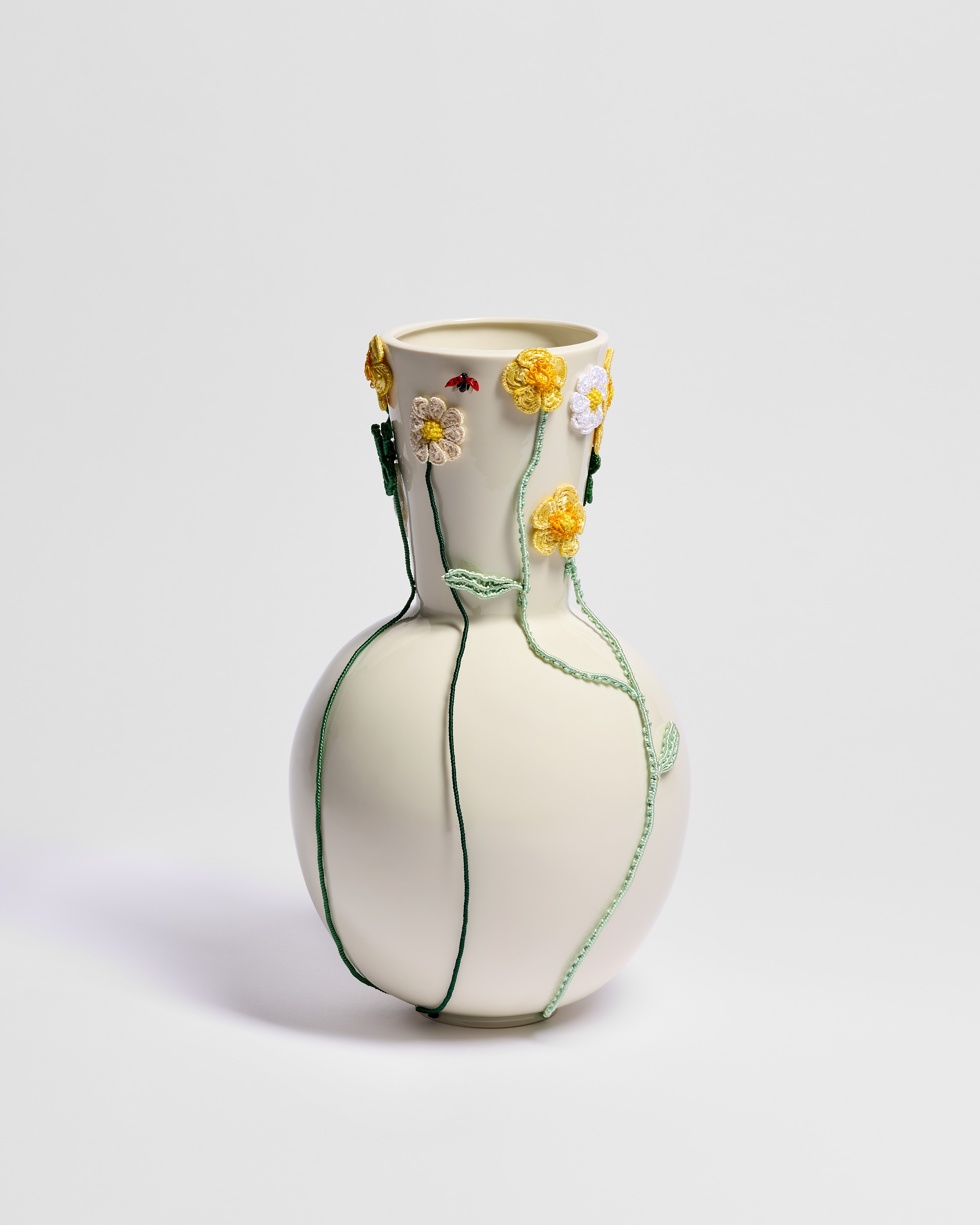 Vase White Porcelain, Multicolor Macramé and Glass, Laurentine Périlhou for Dior E01
