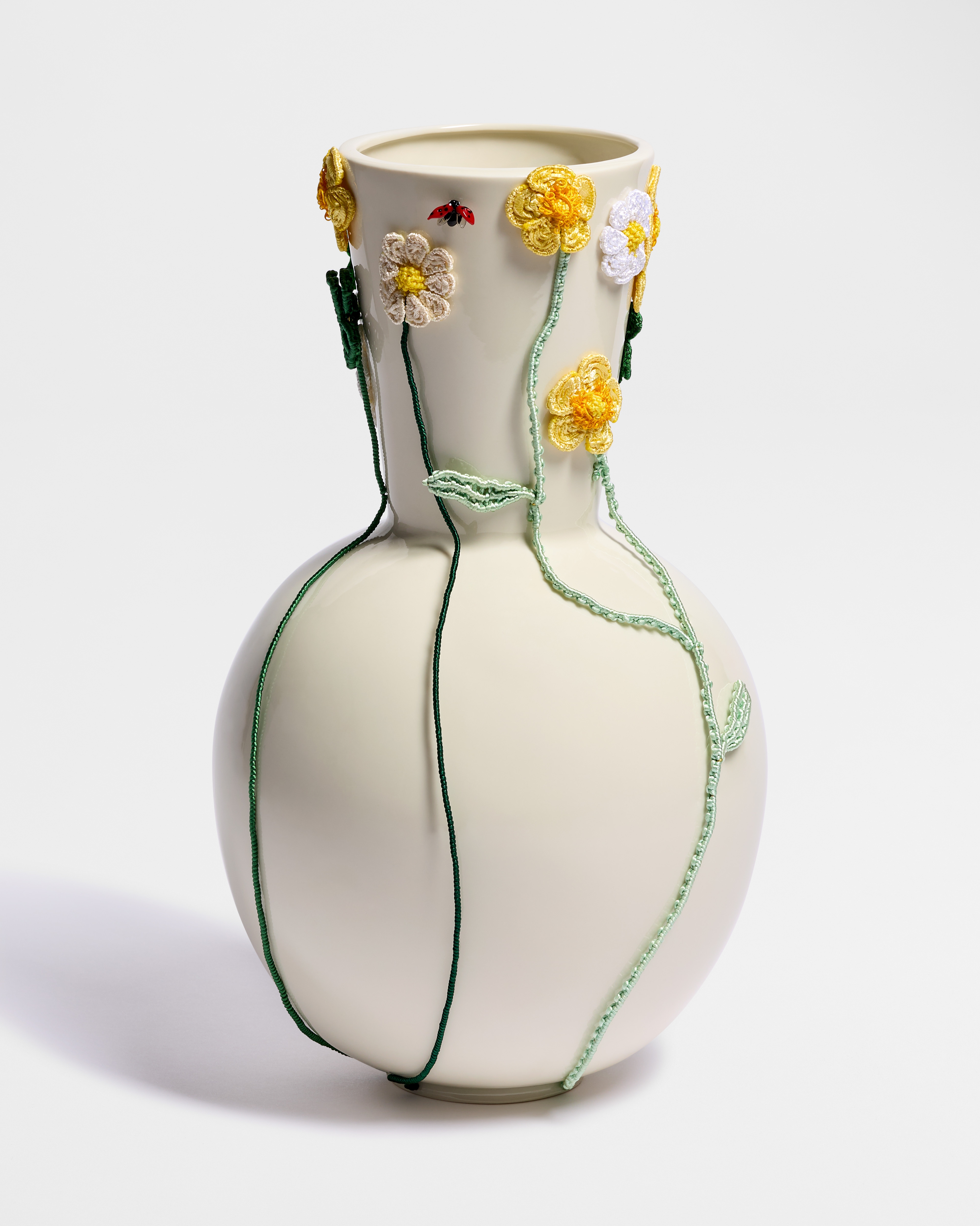 Vase White Porcelain, Multicolor Macramé and Glass, Laurentine Périlhou for Dior E01