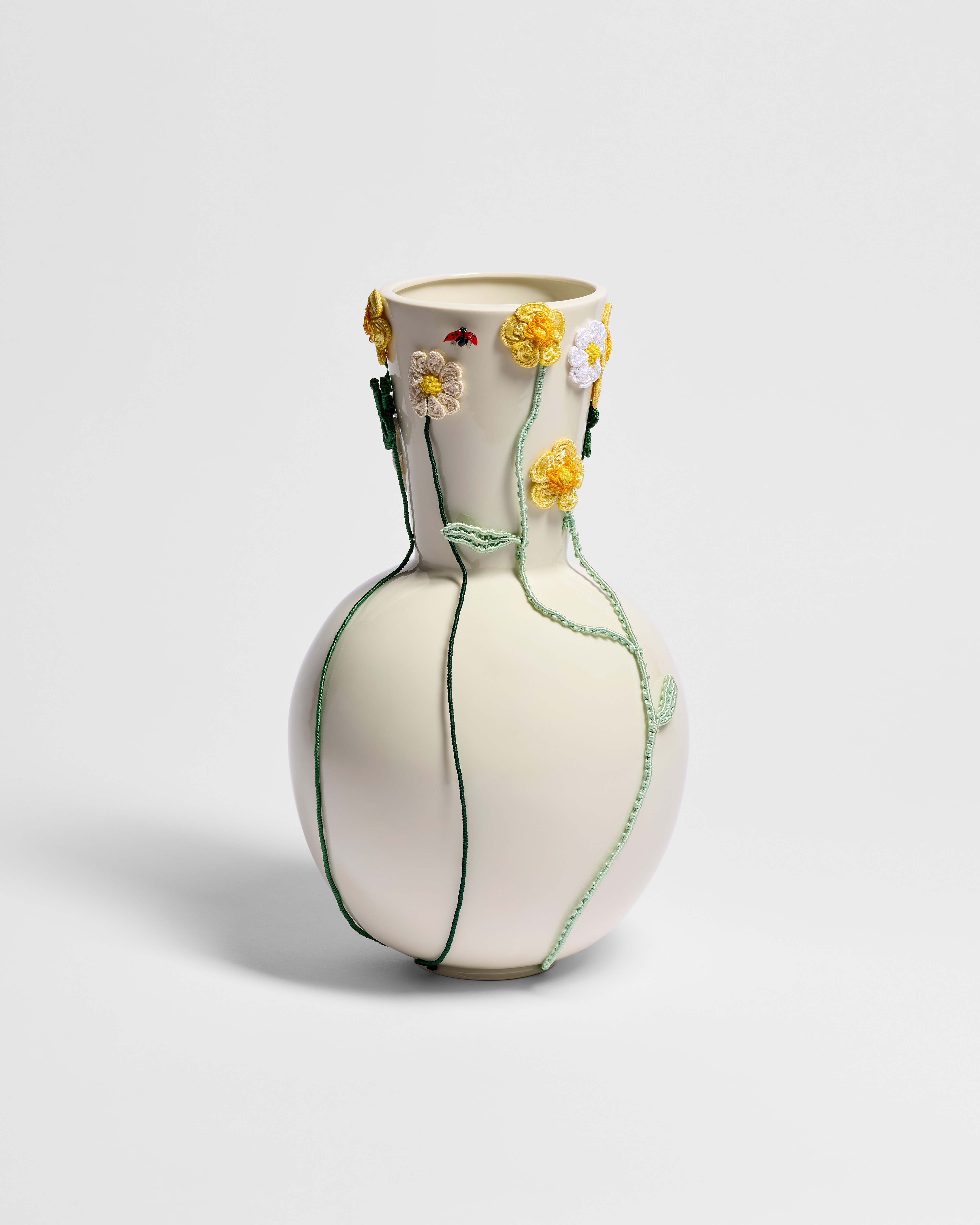 Vase White Porcelain, Multicolor Macramé and Glass, Laurentine Périlhou for Dior E01