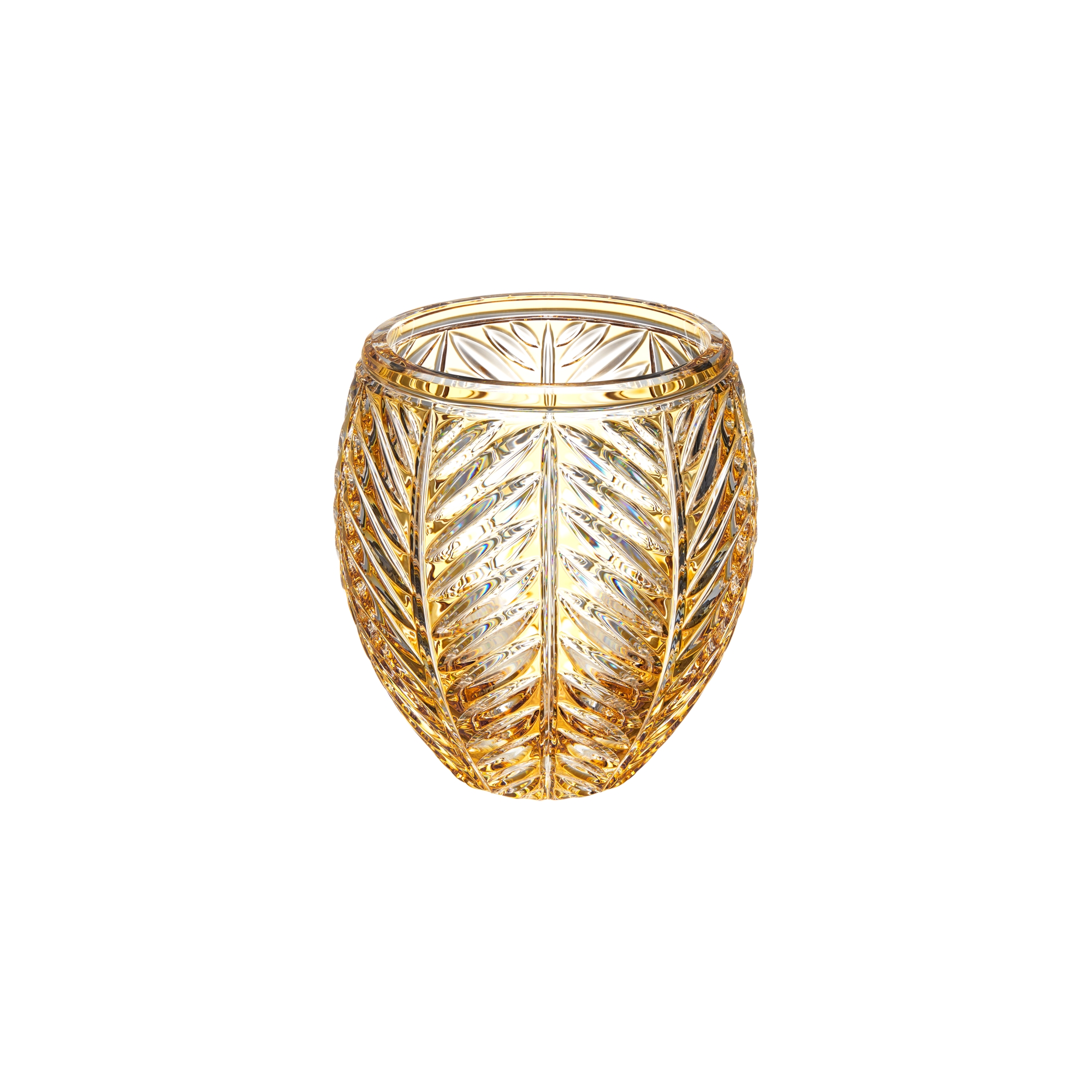  Transparent Amber Crystal with Chevrons Motif