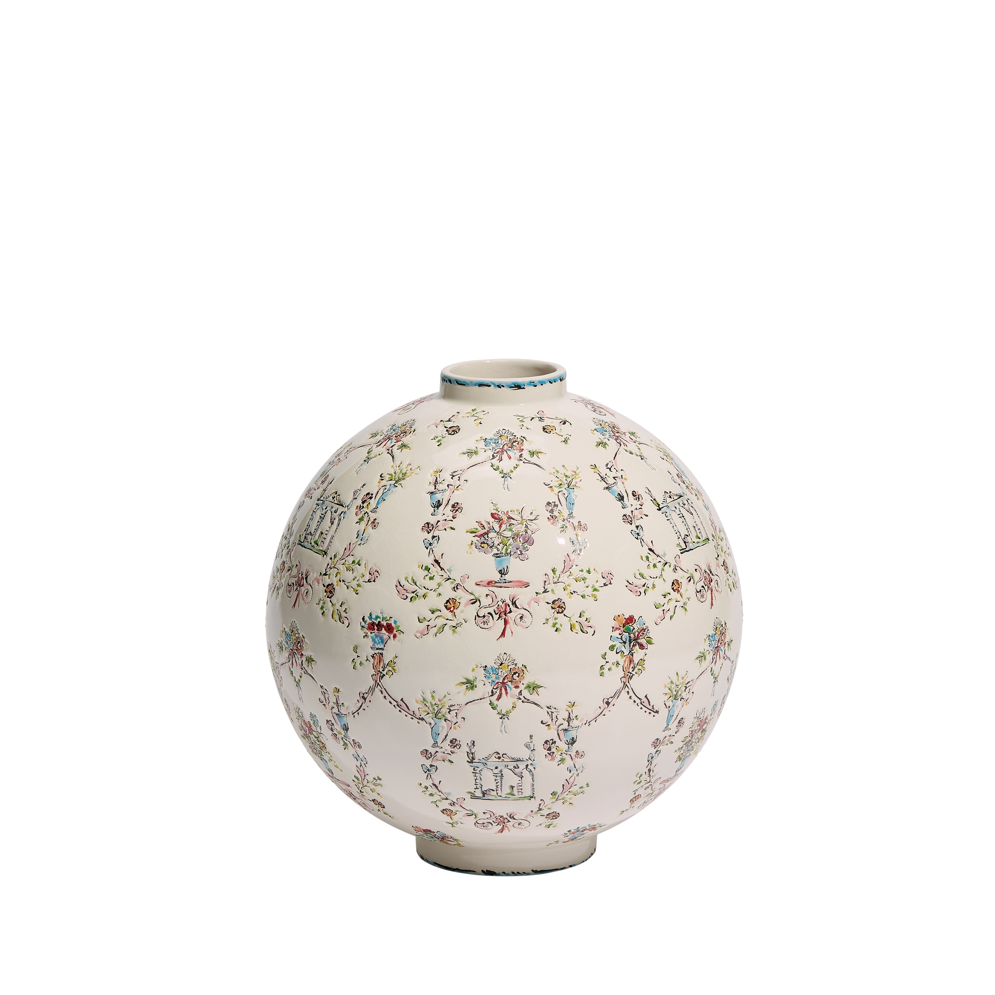 Round Vase - LIMITED AND NUMBERED EDITION Ecru Ceramic and Enamel