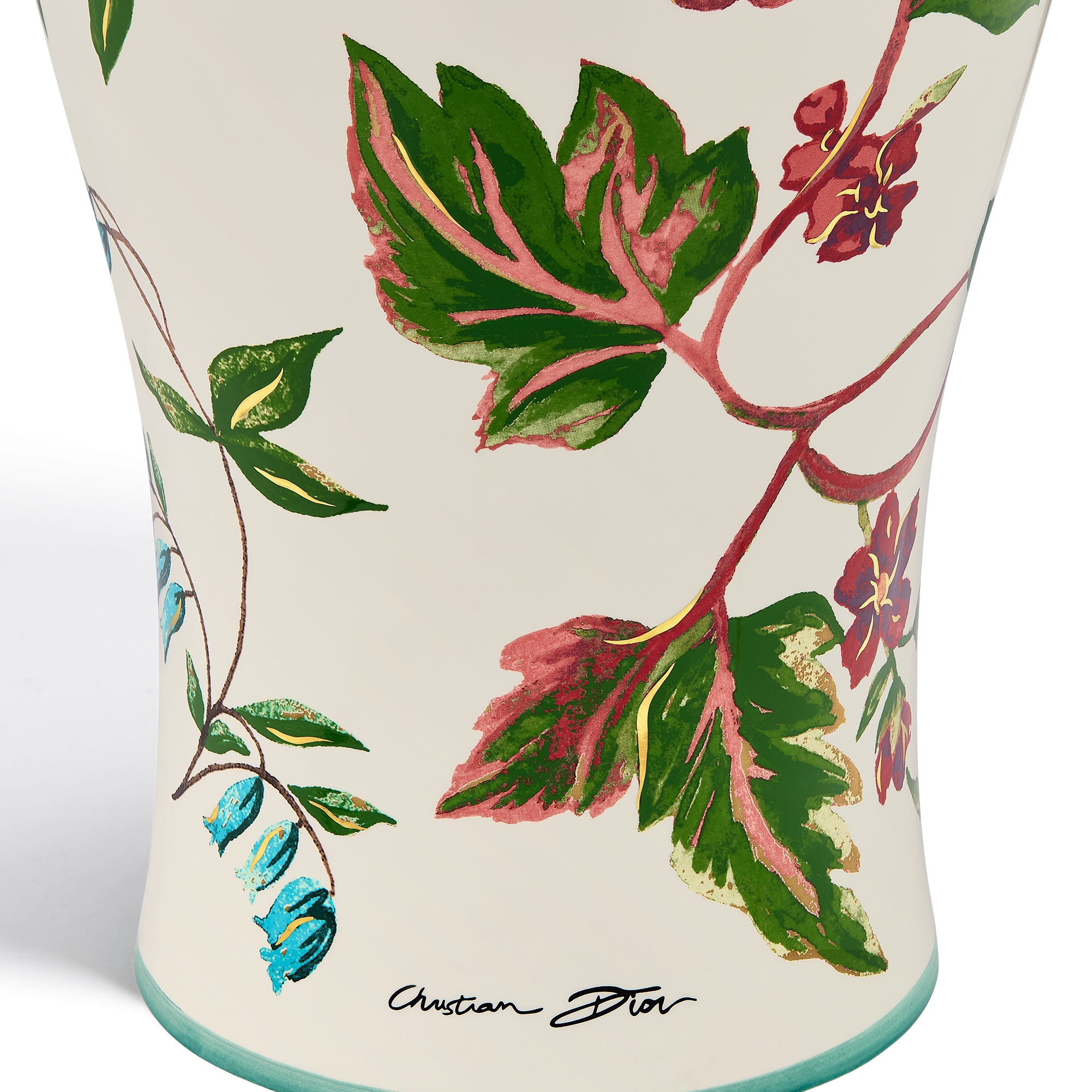 Jarrón grande Cerámica color crudo con motivo floral multicolor E11