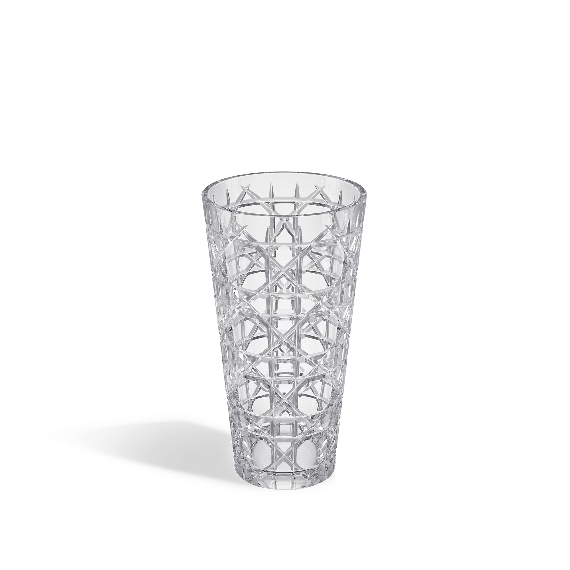 Conical Vase Colorless Crystal with Cannage Motif E08