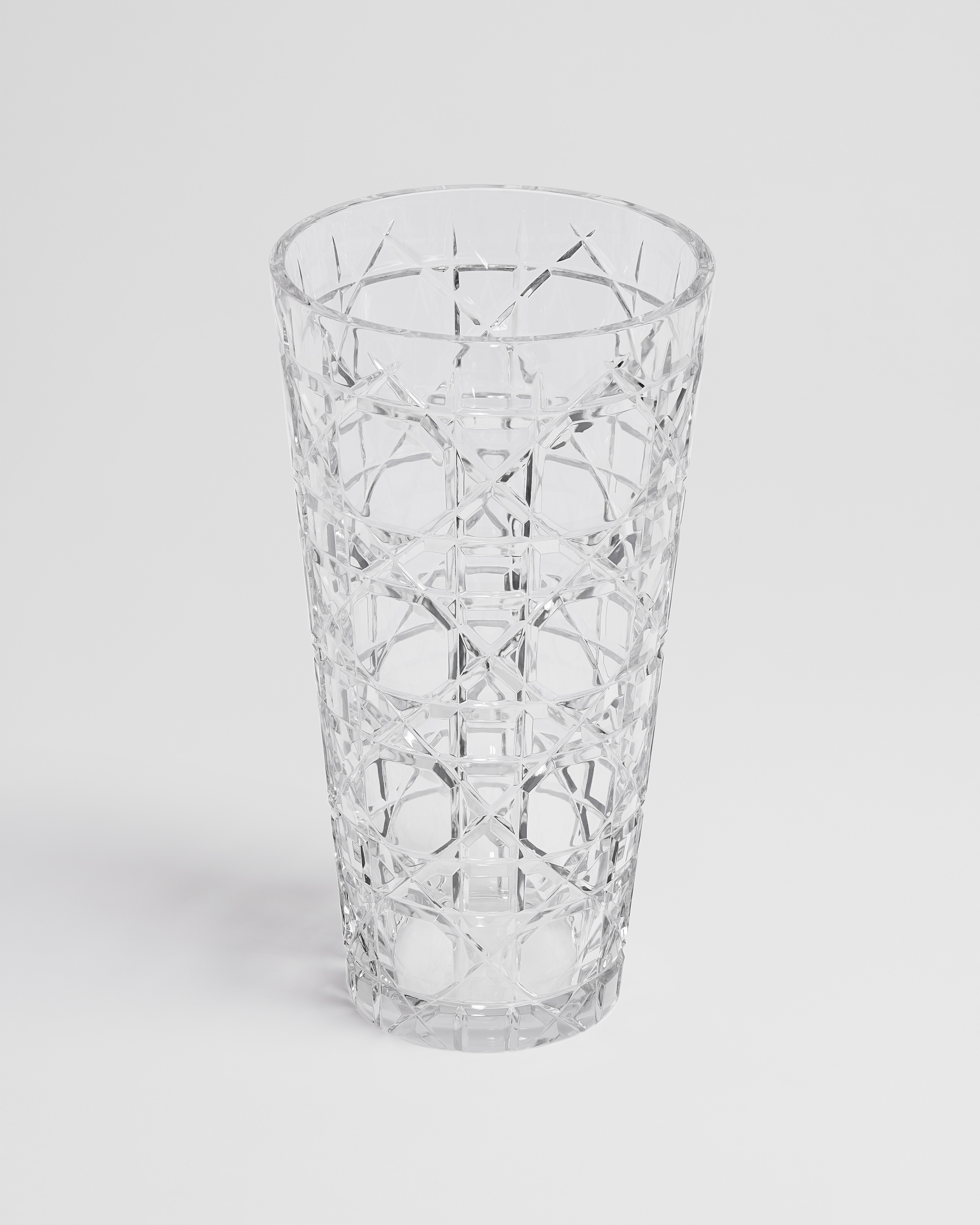 Konische Vase Farbloses Kristall mit Cannage Motiv E01