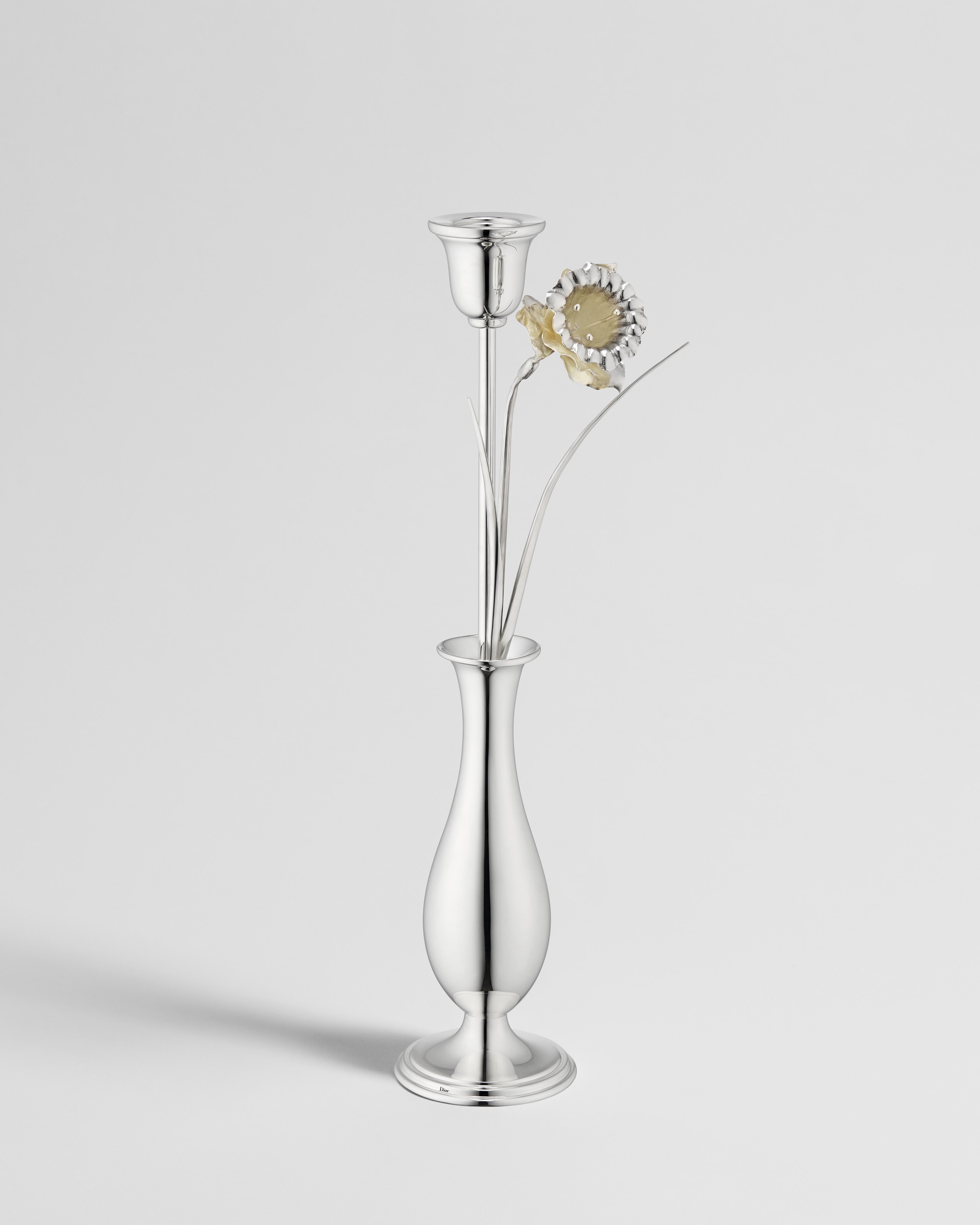 Vase bougeoir jonquille Laiton argenté et argent, Sam Baron pour Dior E01