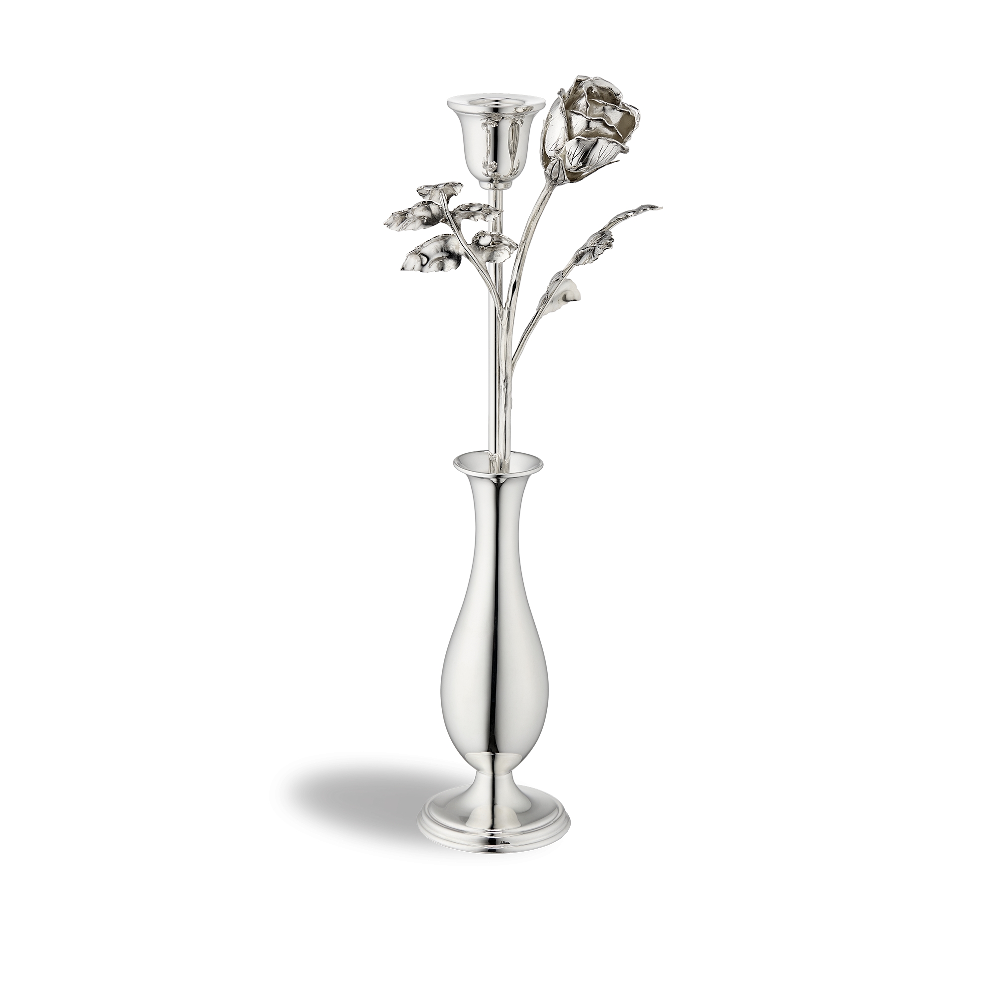 Rose Candle Holder Vase Silver-Finish Brass and Silver, Sam Baron for Dior E01