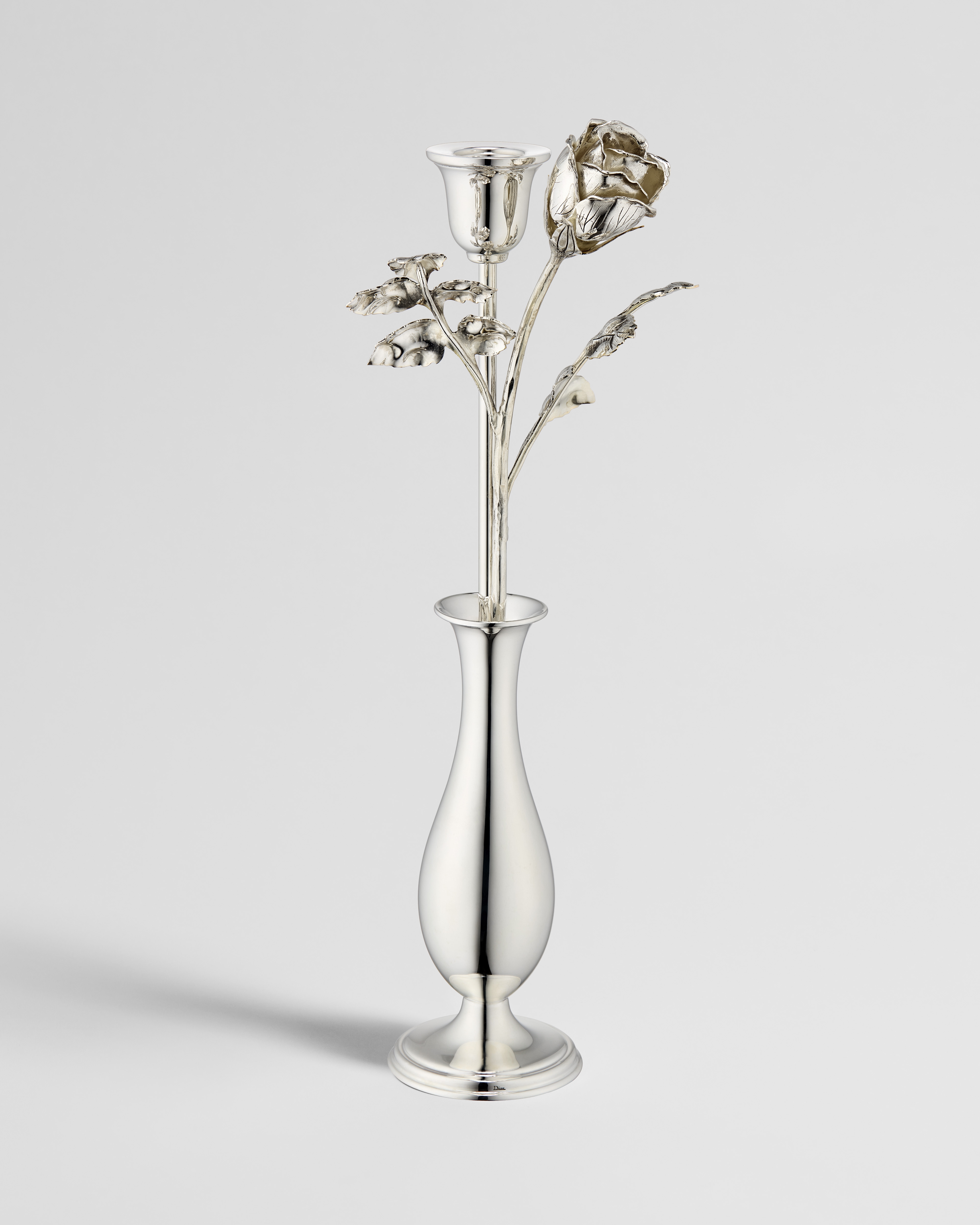 Rose Candle Holder Vase Silver-Finish Brass and Silver, Sam Baron for Dior E01