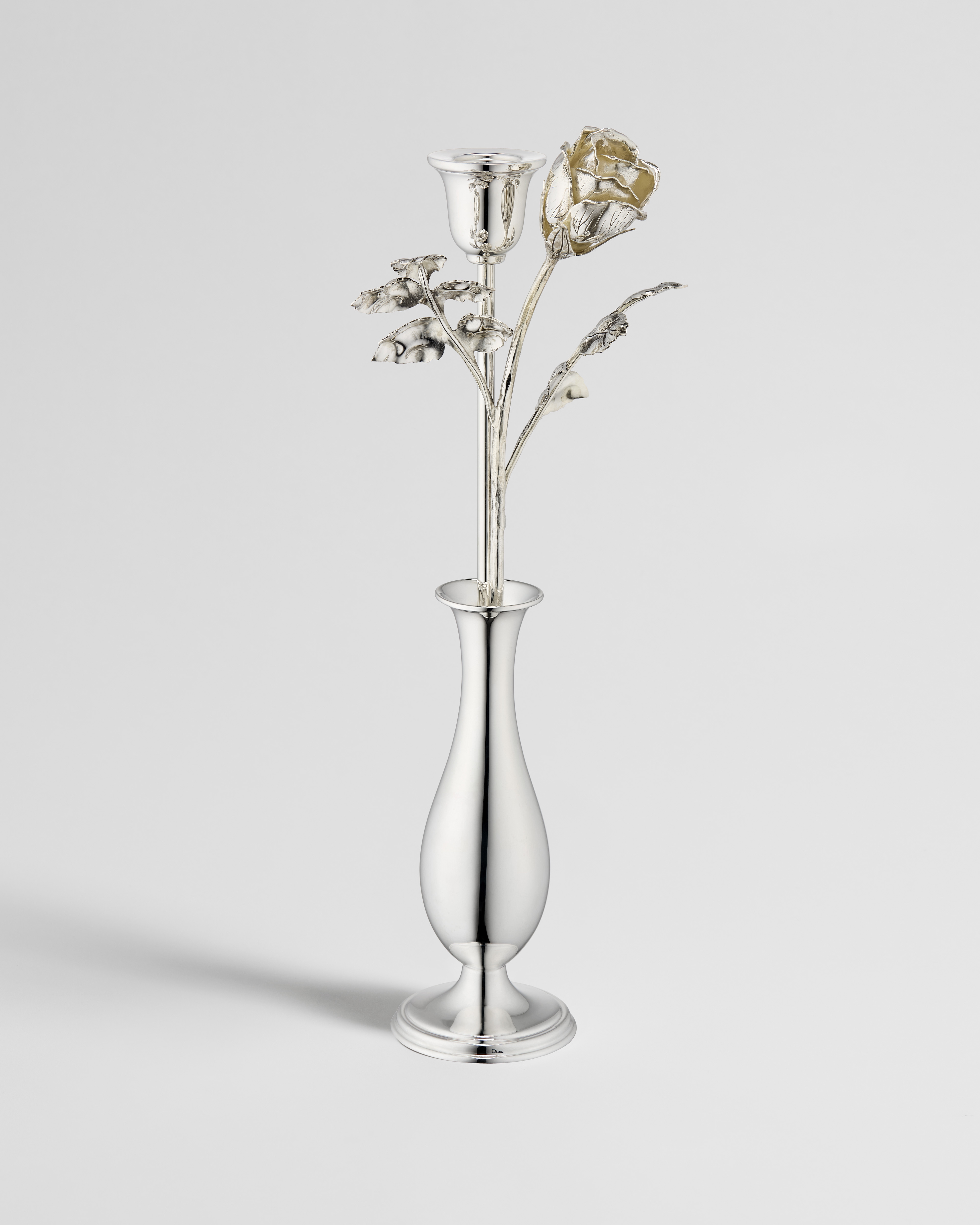 Rose Candle Holder Vase Silver-Finish Brass and Silver, Sam Baron for Dior E01