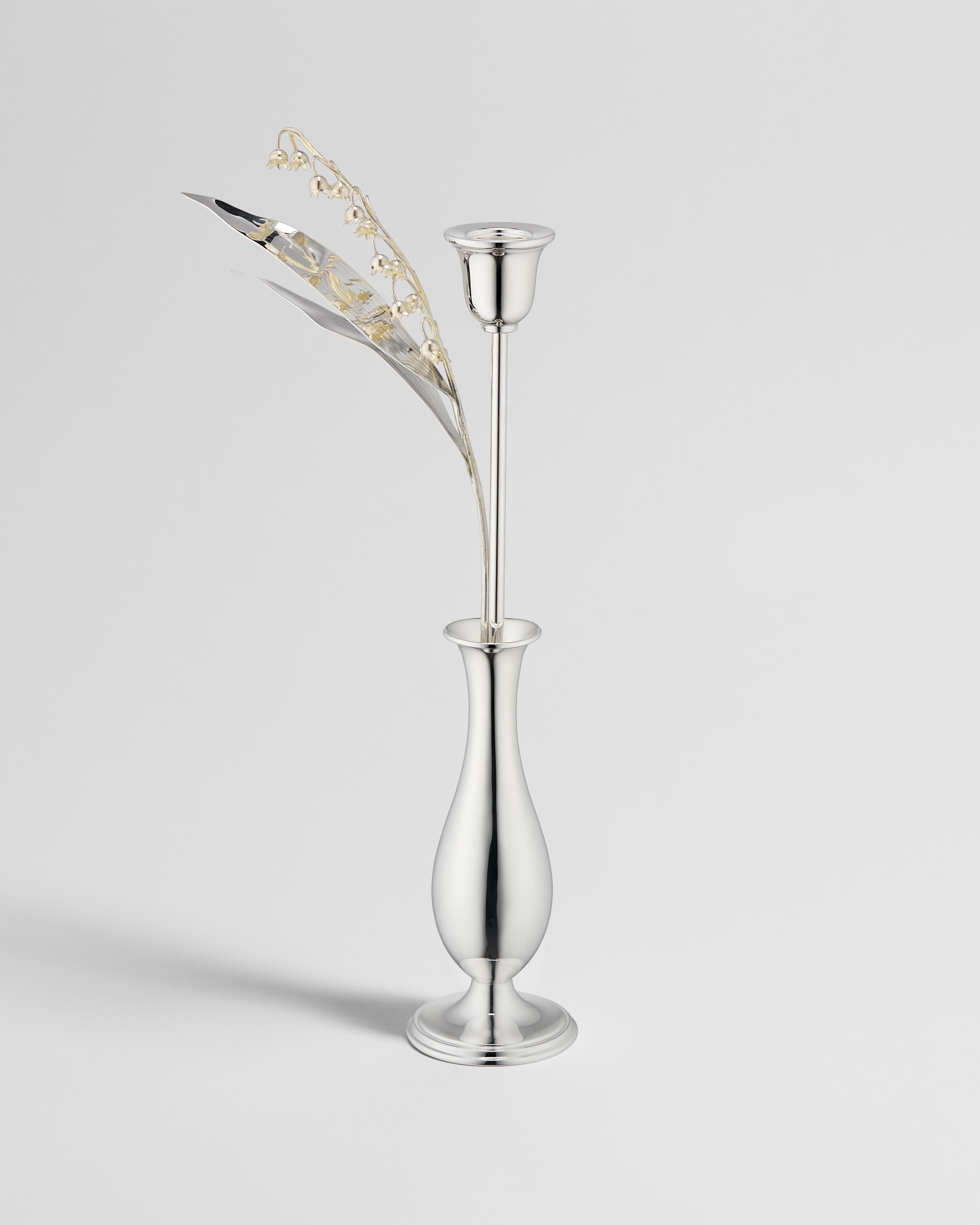 Lily of the Valley Candle Holder Vase Silver-Finish Brass and Silver, Sam Baron for Dior E01