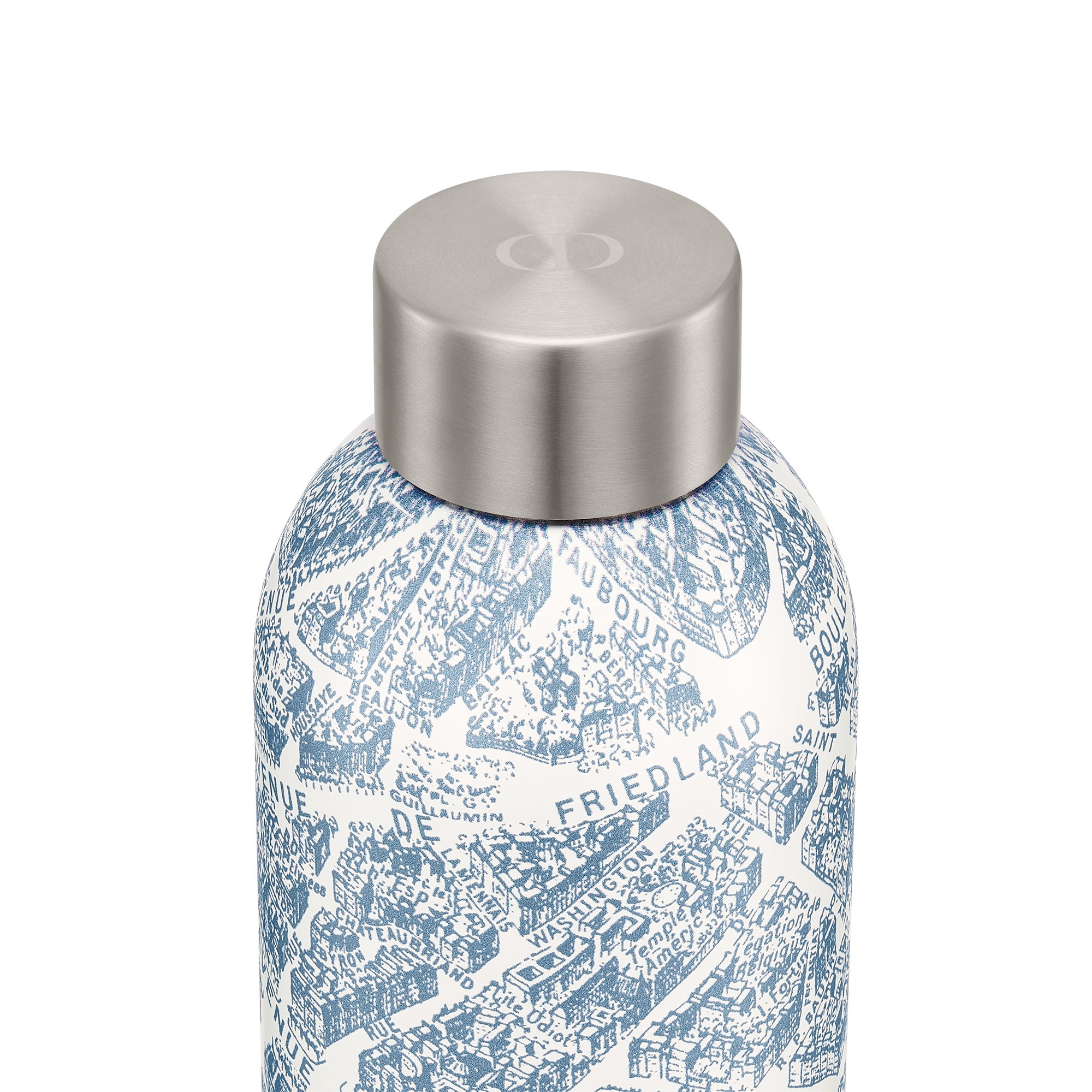 Waterfles Wit en blauw Plan de Paris-motief op roestvrij staal E10
