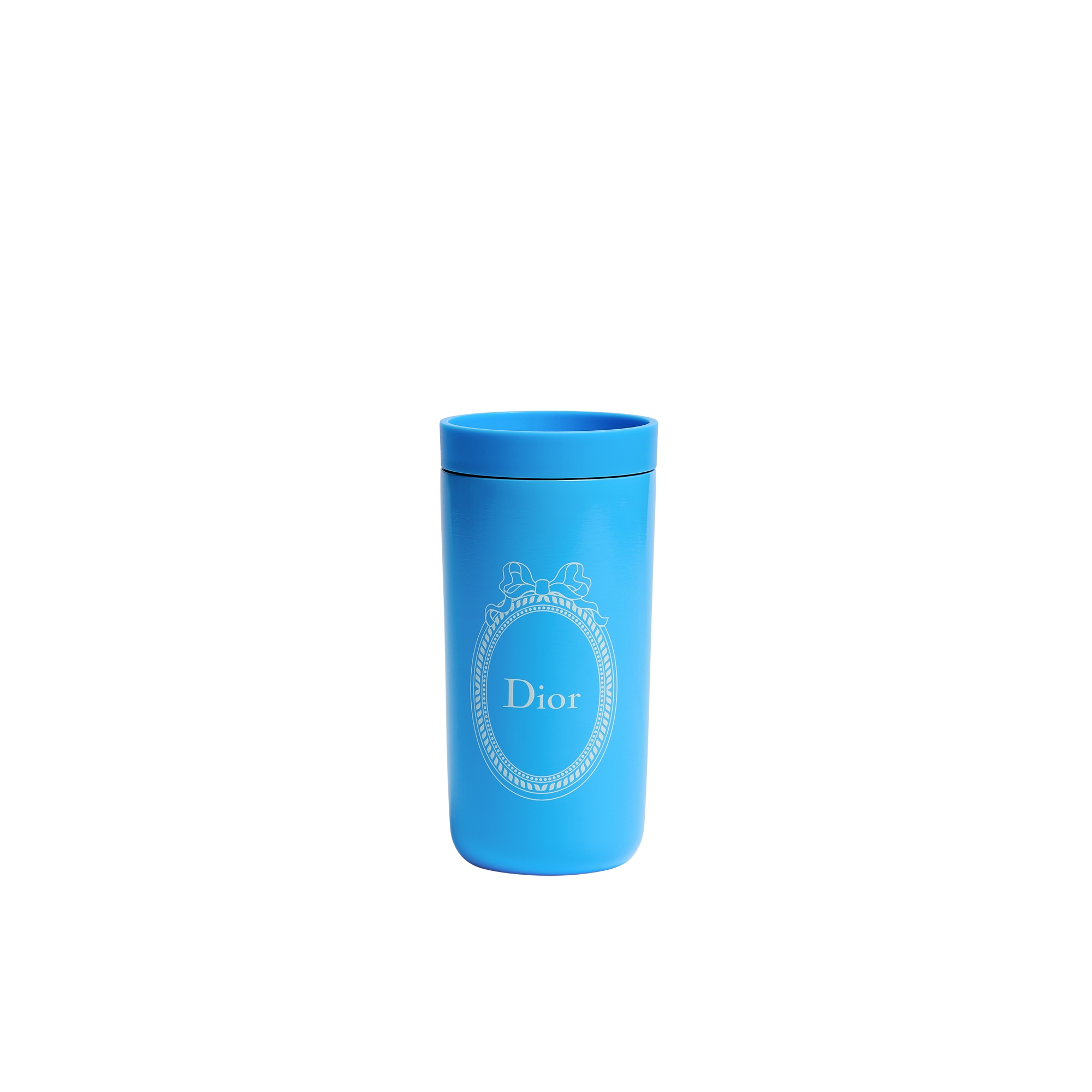 Travel Mug Blue Stainless Steel with Light Pink Dior Médaillon