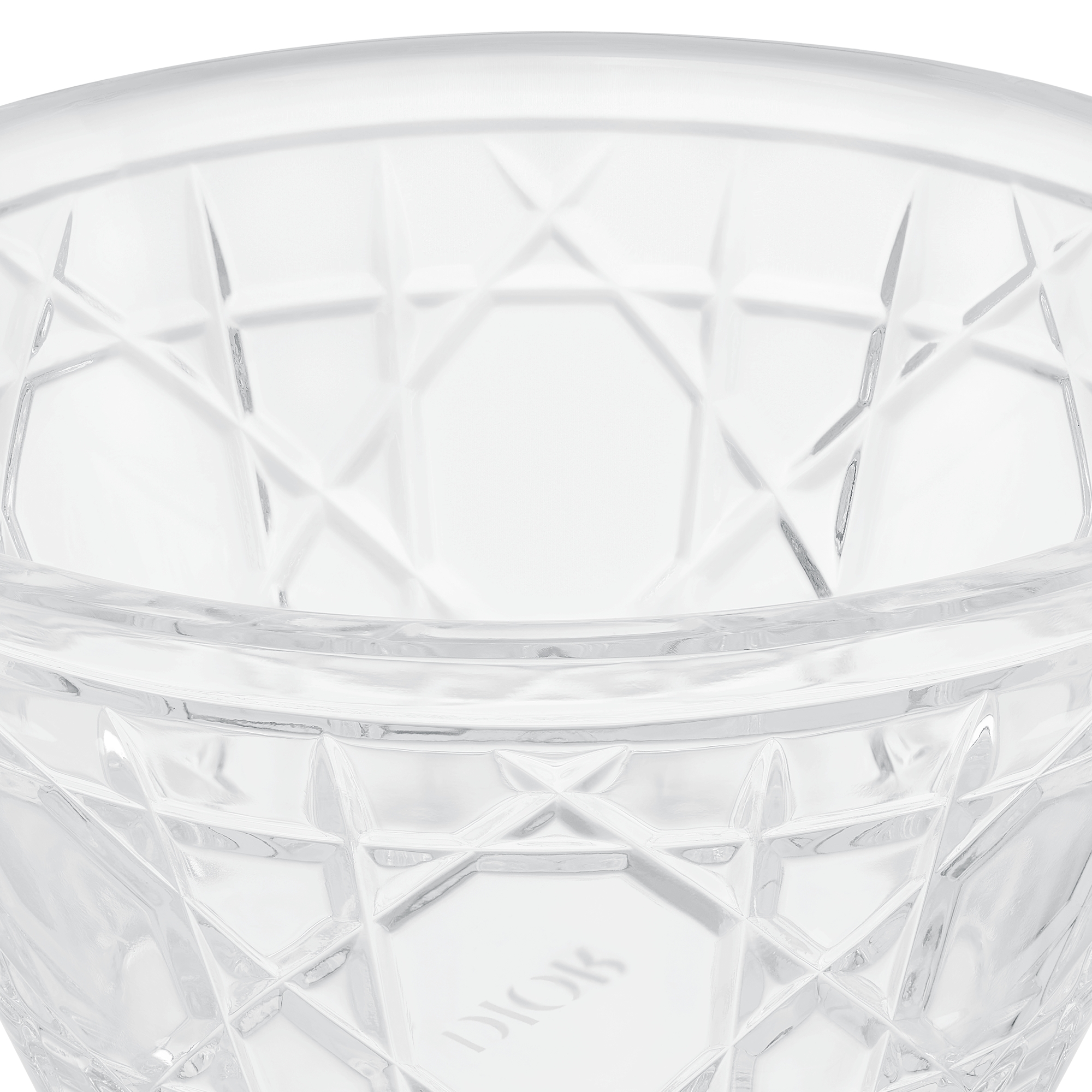 Set of Three Ice Cream Bowls Crystal with Cannage, Chevron and Stripe Motifs E09