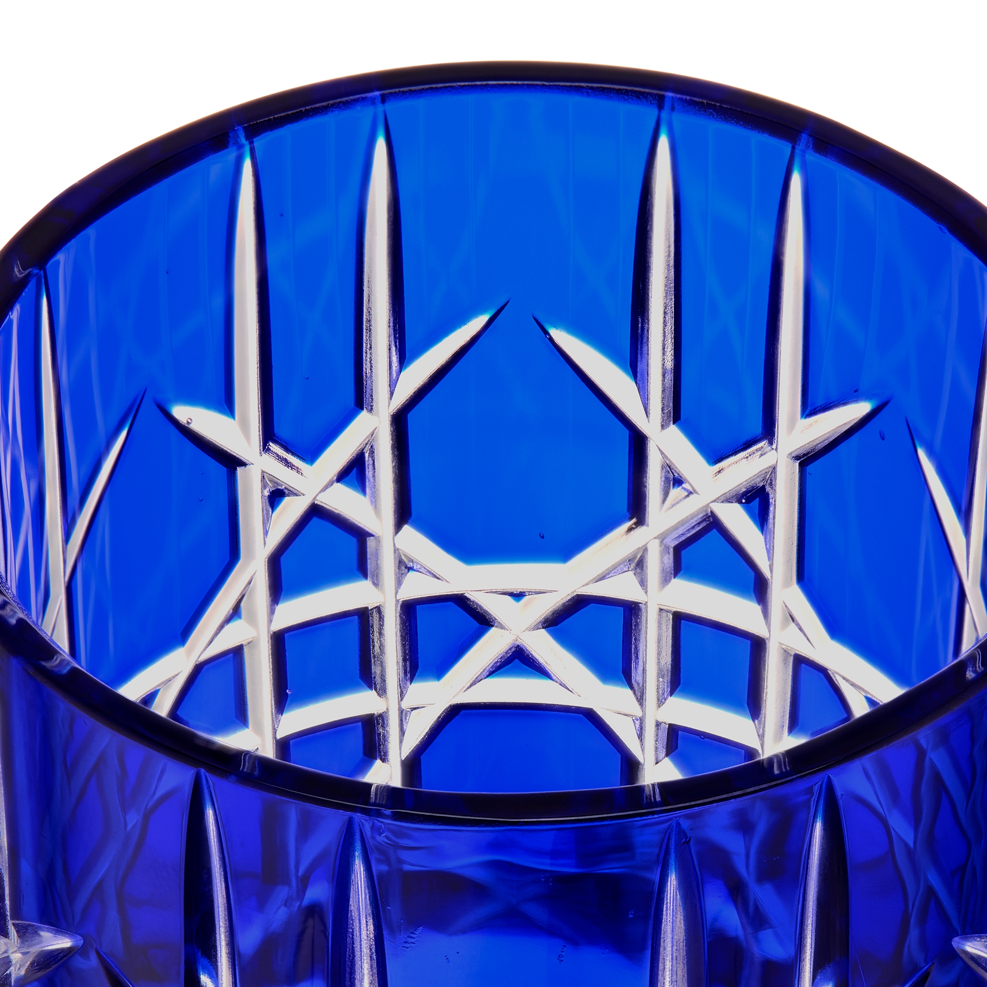 Portalumino Cristallo blu con motivo Cannage E09