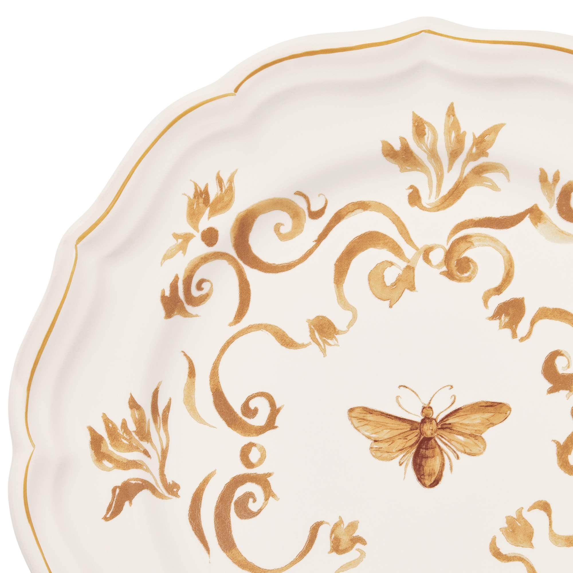 Dessertbord Wit met goudkleurig Dior-bijtje E09