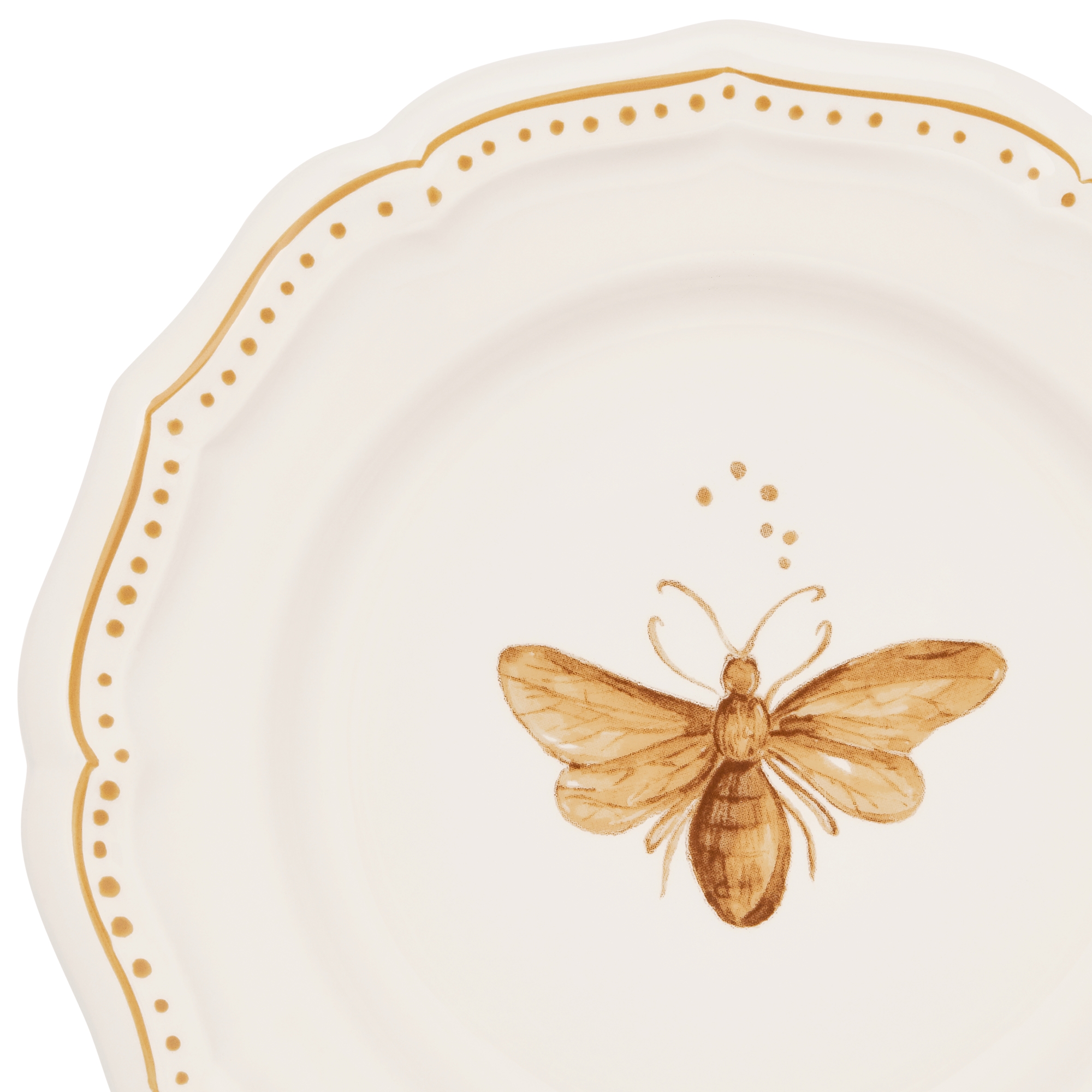 Assiette à pain Dior Bees, blanc et doré E09