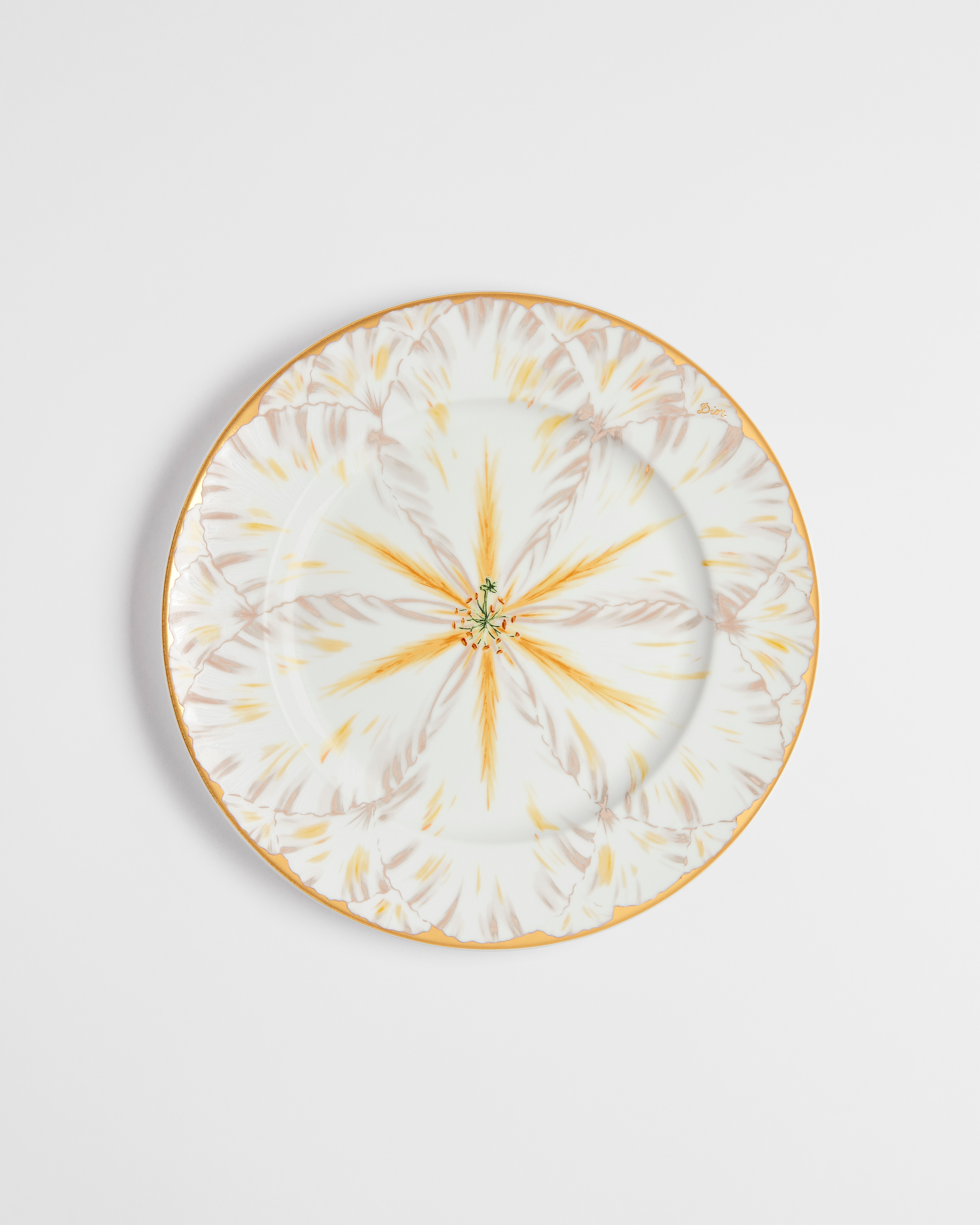 Dinner Plate Limoges Porcelain with Gray and 24-Carat Gold Champs de Tulipes Motif, Alexia Lignon for Dior E01