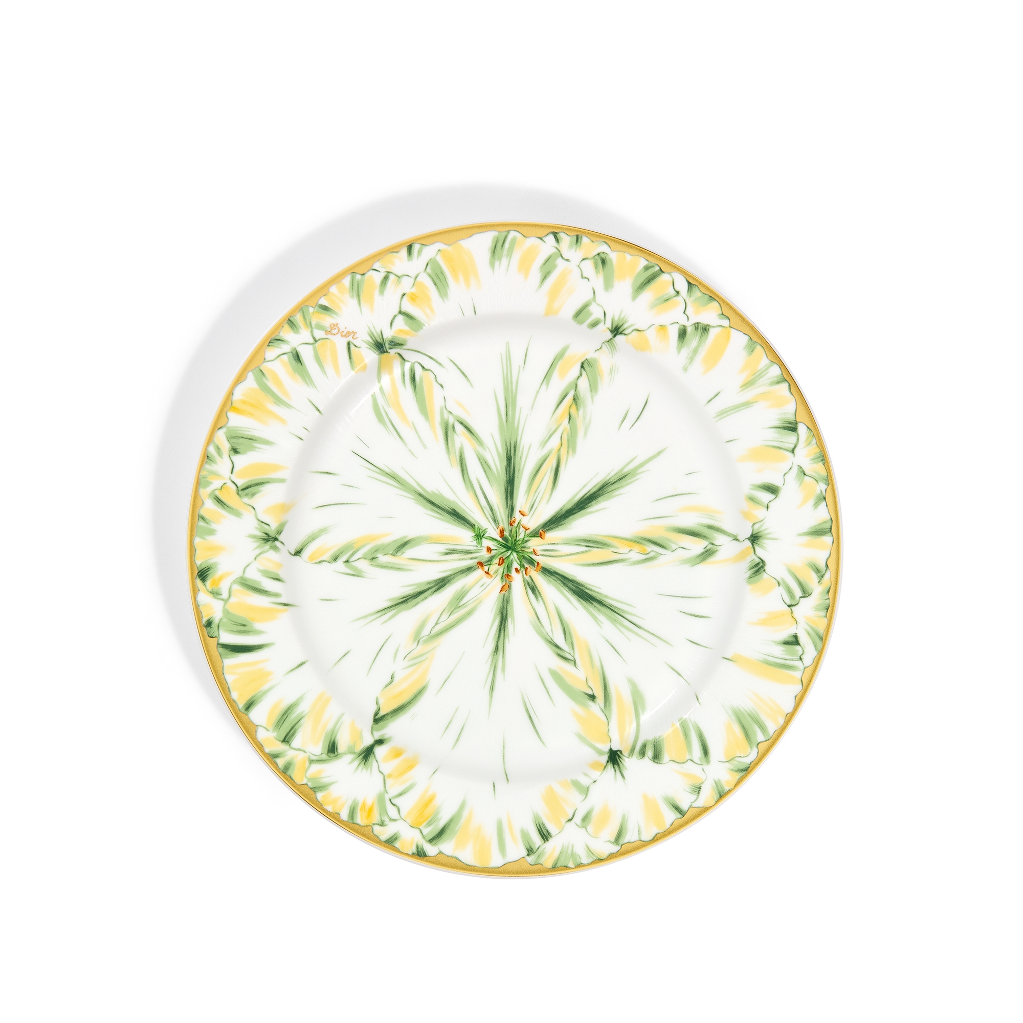  Porcelana de Limoges con motivo Champs de Tulipes en verde y oro de 24 quilates, Alexia Lignon para Dior