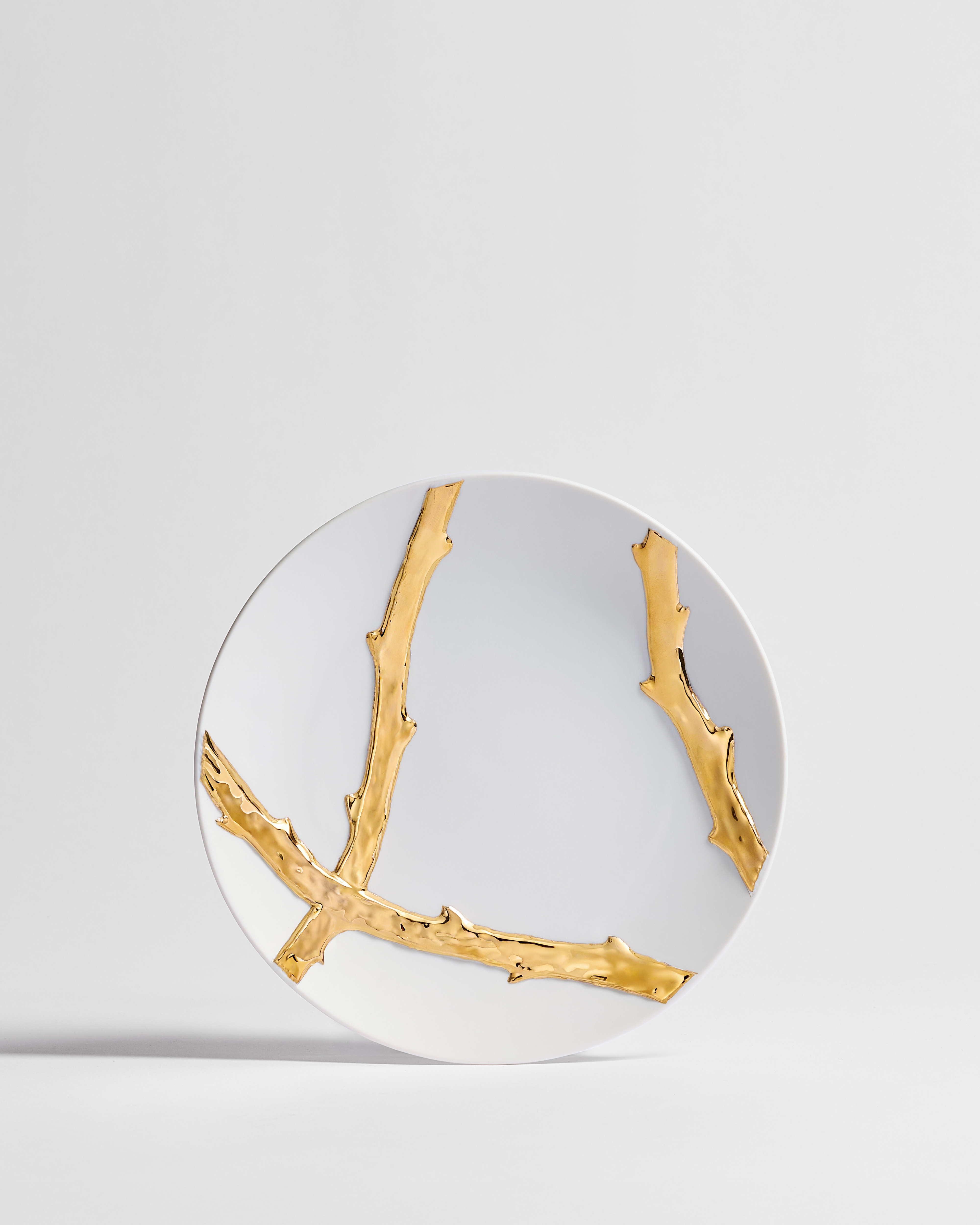 Dessert Plate White Porcelain with Bois de Rose Motif and 24-Carat Gold, Osanna Visconti for Dior E01