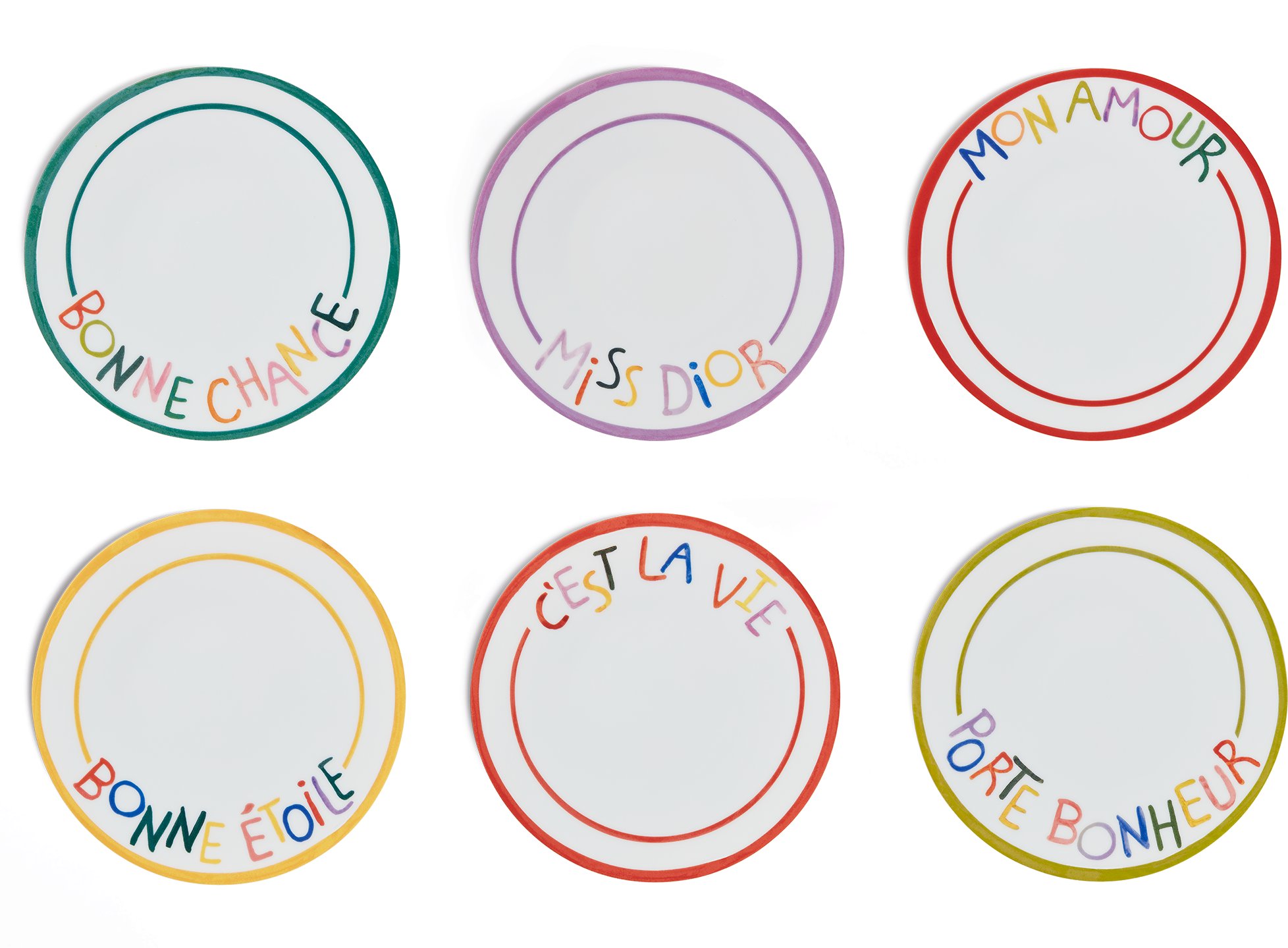 Set of Six Dessert Plates Front view