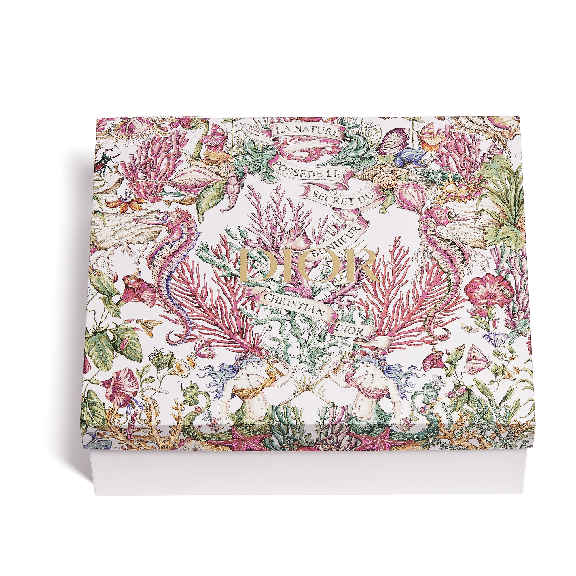 Set of Three Bowls White Limoges Porcelain with Multicolor Dior Cabinet de la Mer Motif E01