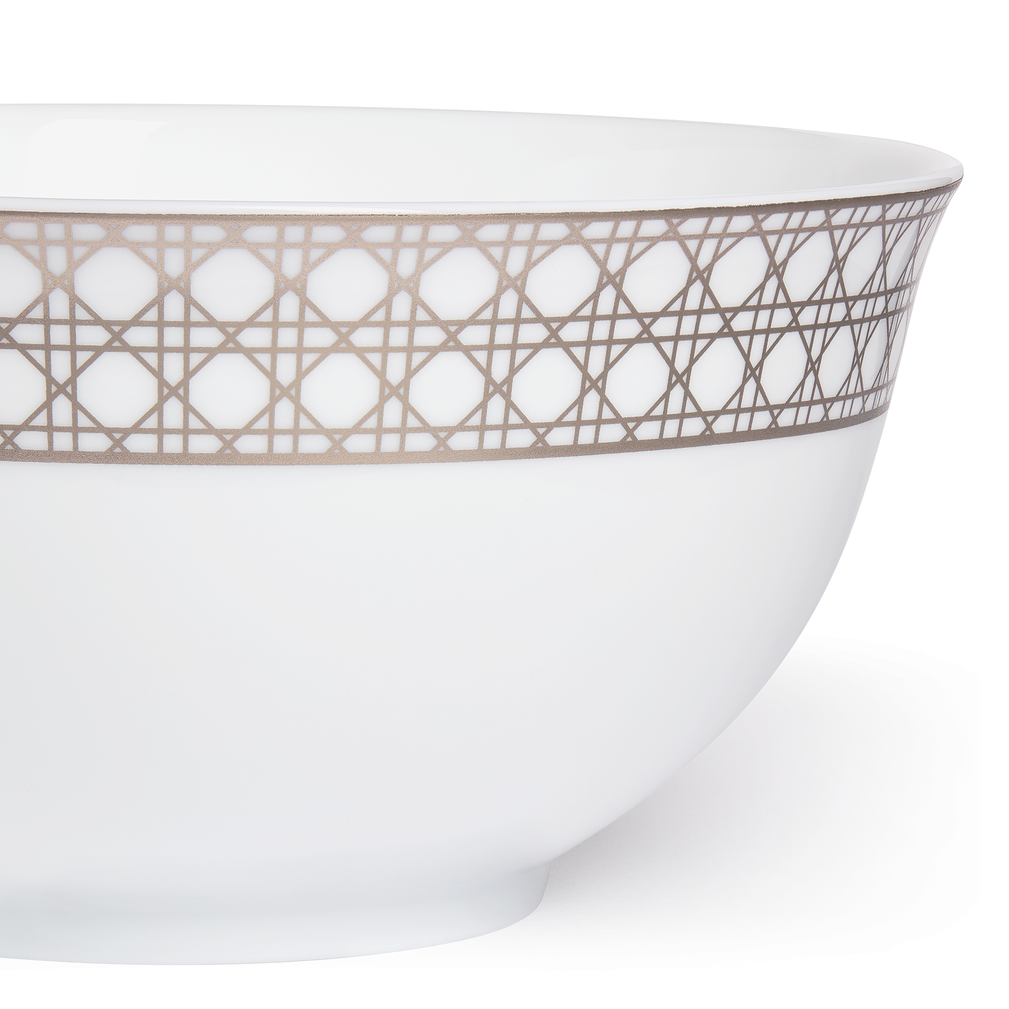 Noodle Bowl White Extra-Fine Limoges Porcelain with Platinum Cannage Montaigne Motif E09