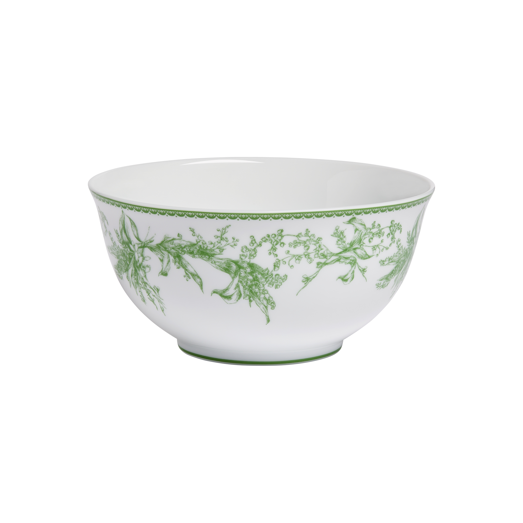 Noodle Bowl White Limoges Porcelain with Green Lily of the Valley
