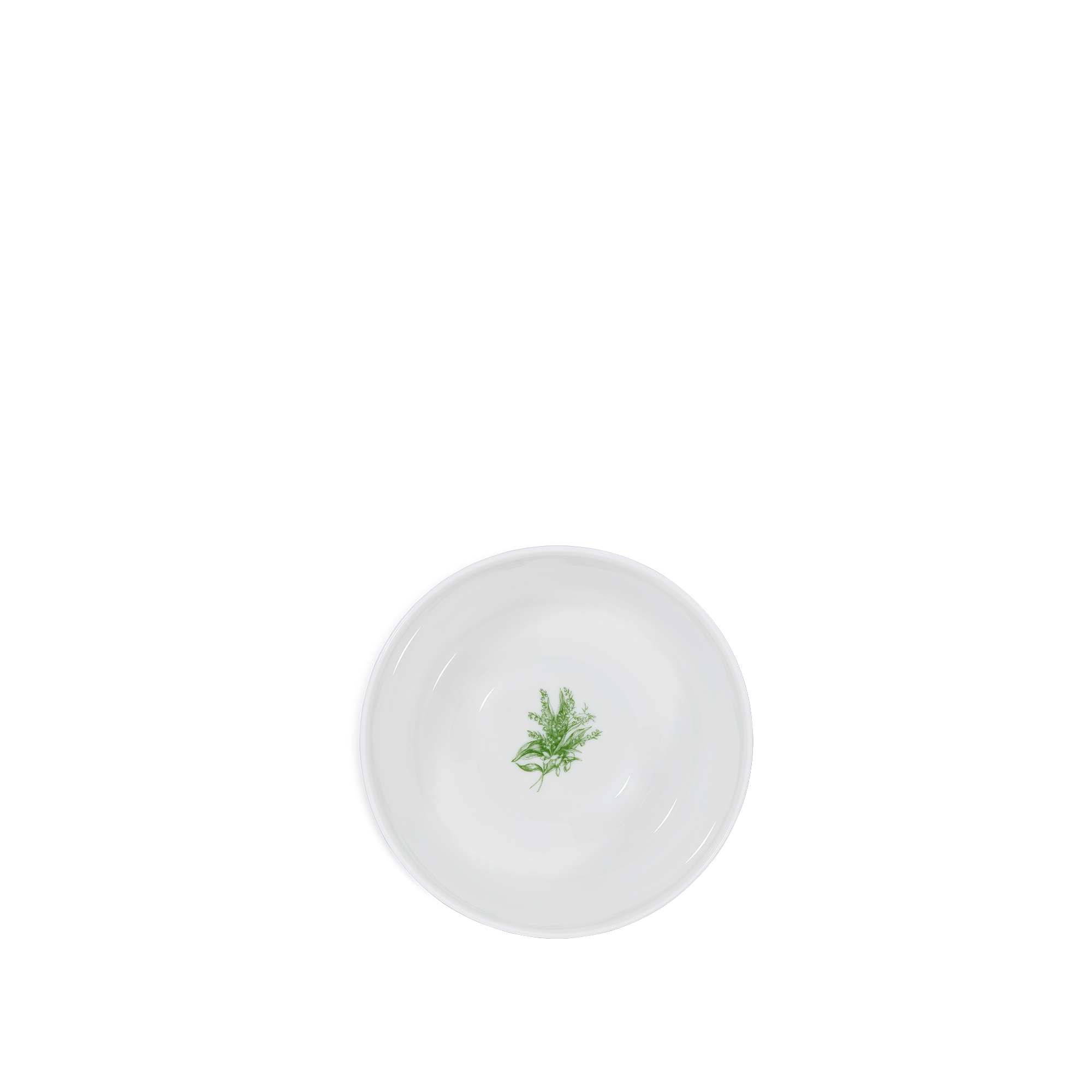 Noodle Bowl White Limoges Porcelain with Green Lily of the Valley Motif E06