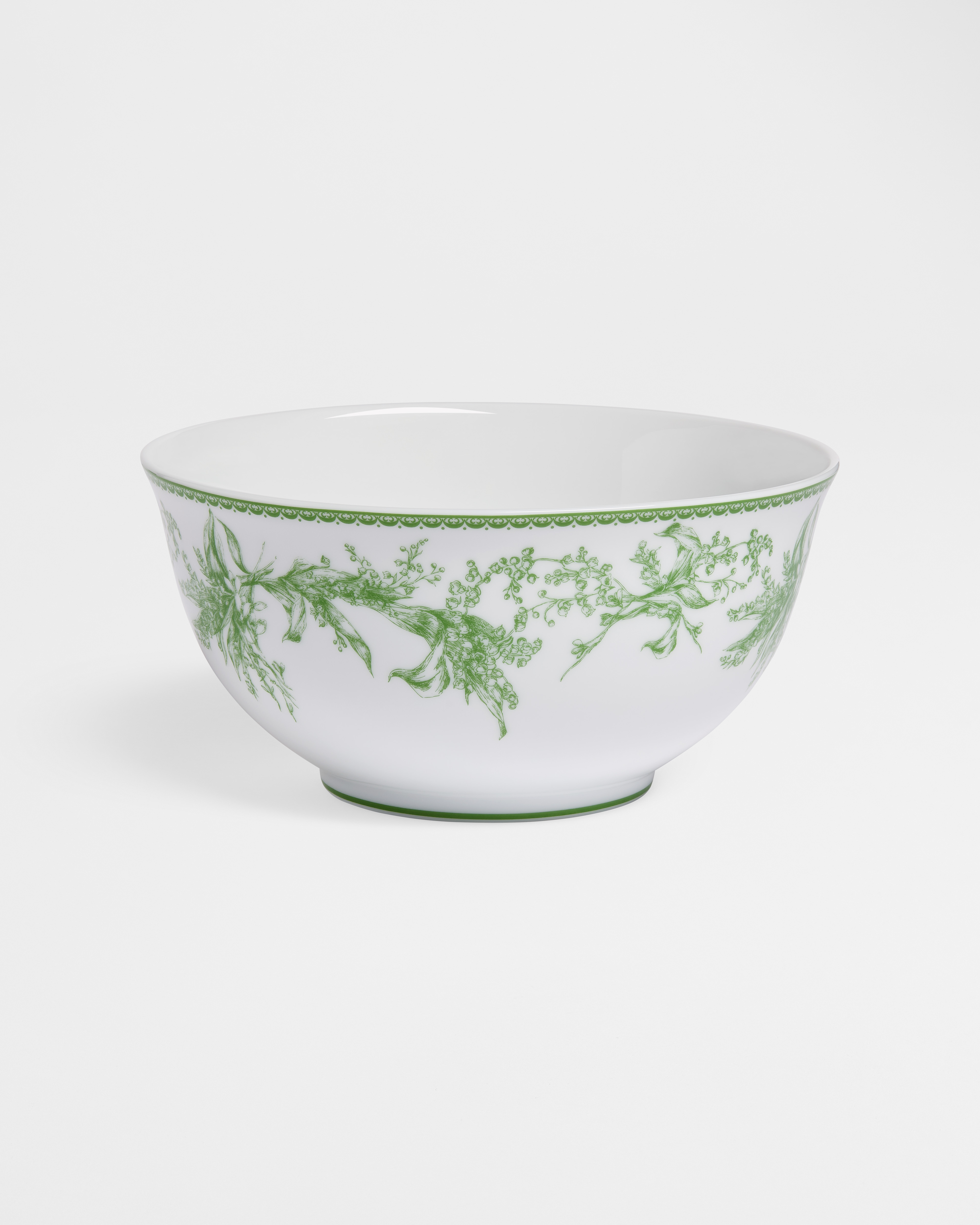 Scodella per noodle Porcellana di Limoges bianca con motivo Lily of the Valley verde E01