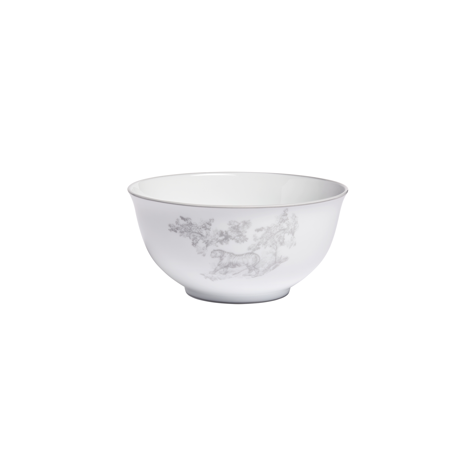  White Extra Fine Limoges Porcelain with Gray Toile de Jouy Motif