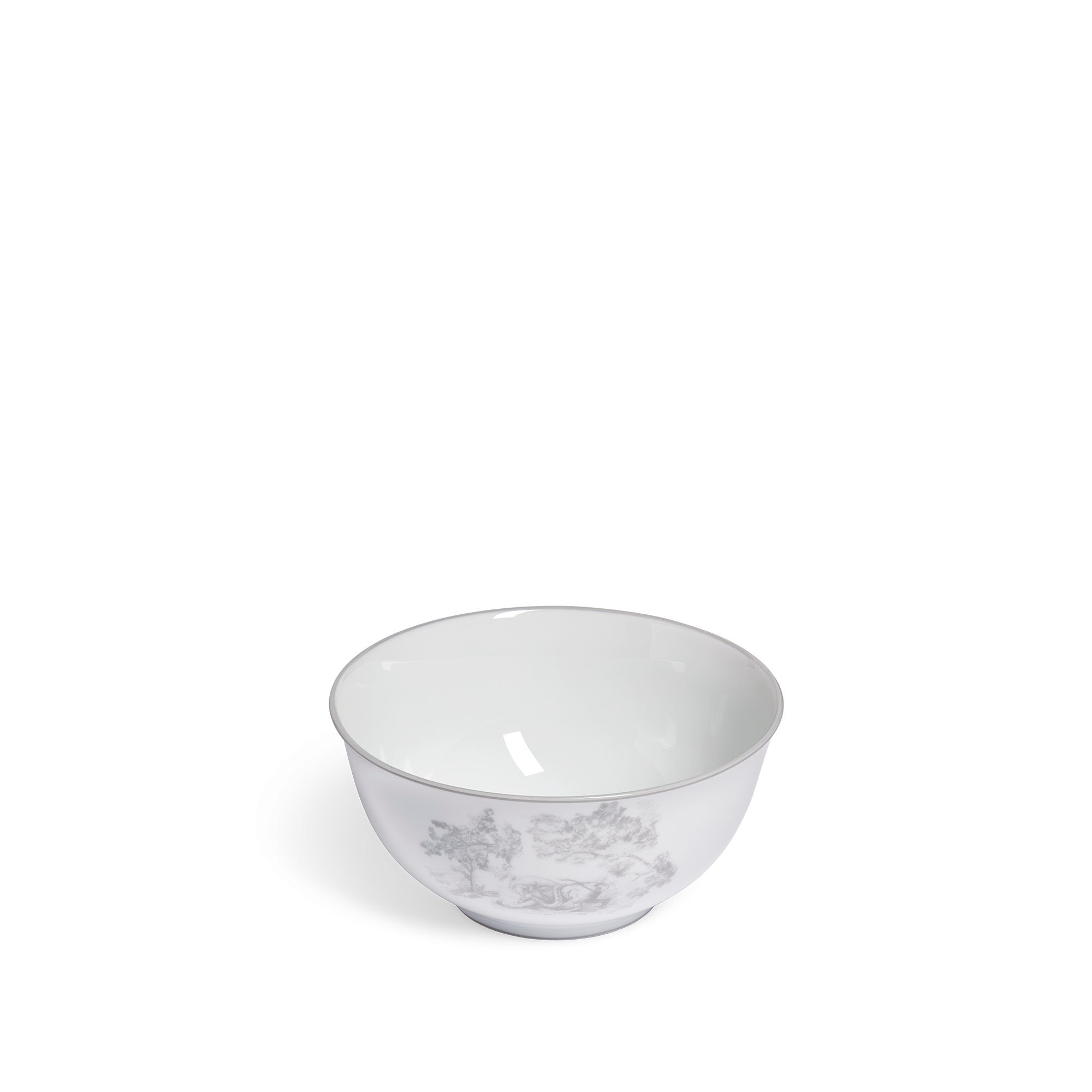 Ramen-Schale Besonders feines Limoges-Porzellan in Weiß mit Toile de Jouy Motiv in Grau E03