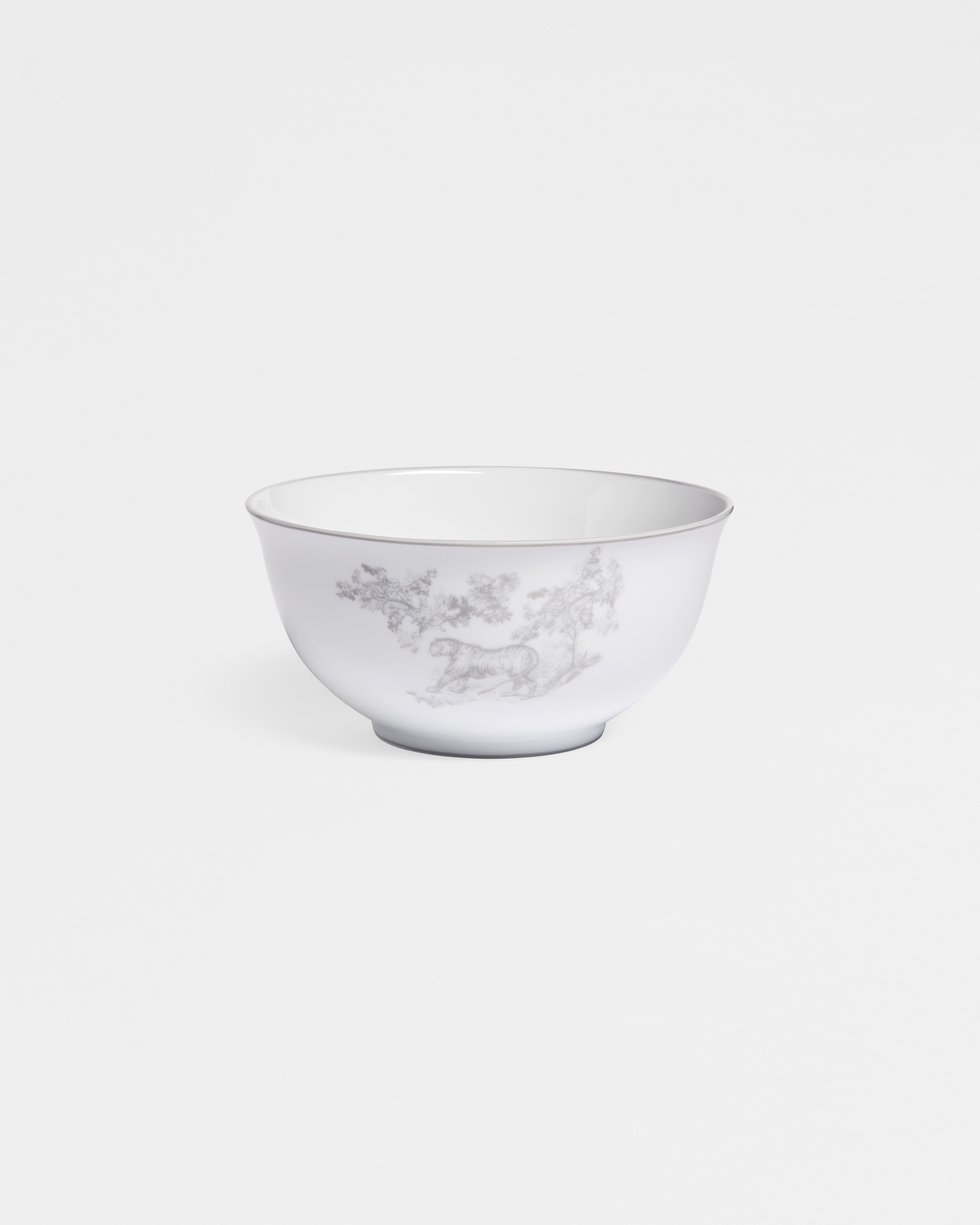 Scodella per noodle Finissima porcellana di Limoges bianca con motivo Toile de Jouy grigio E01